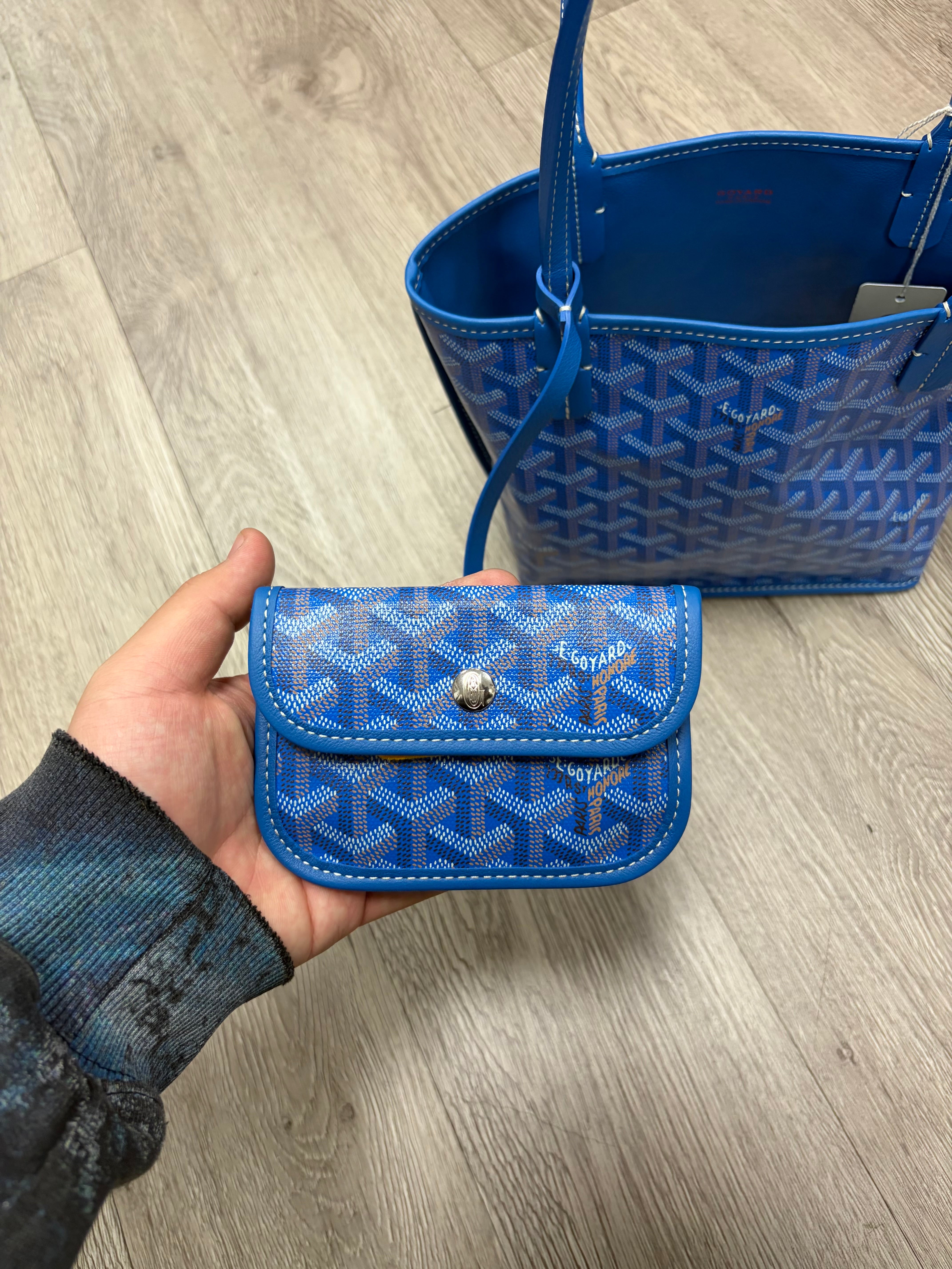 Goyard Blue Goyardine Anjou Mini Tote Bag