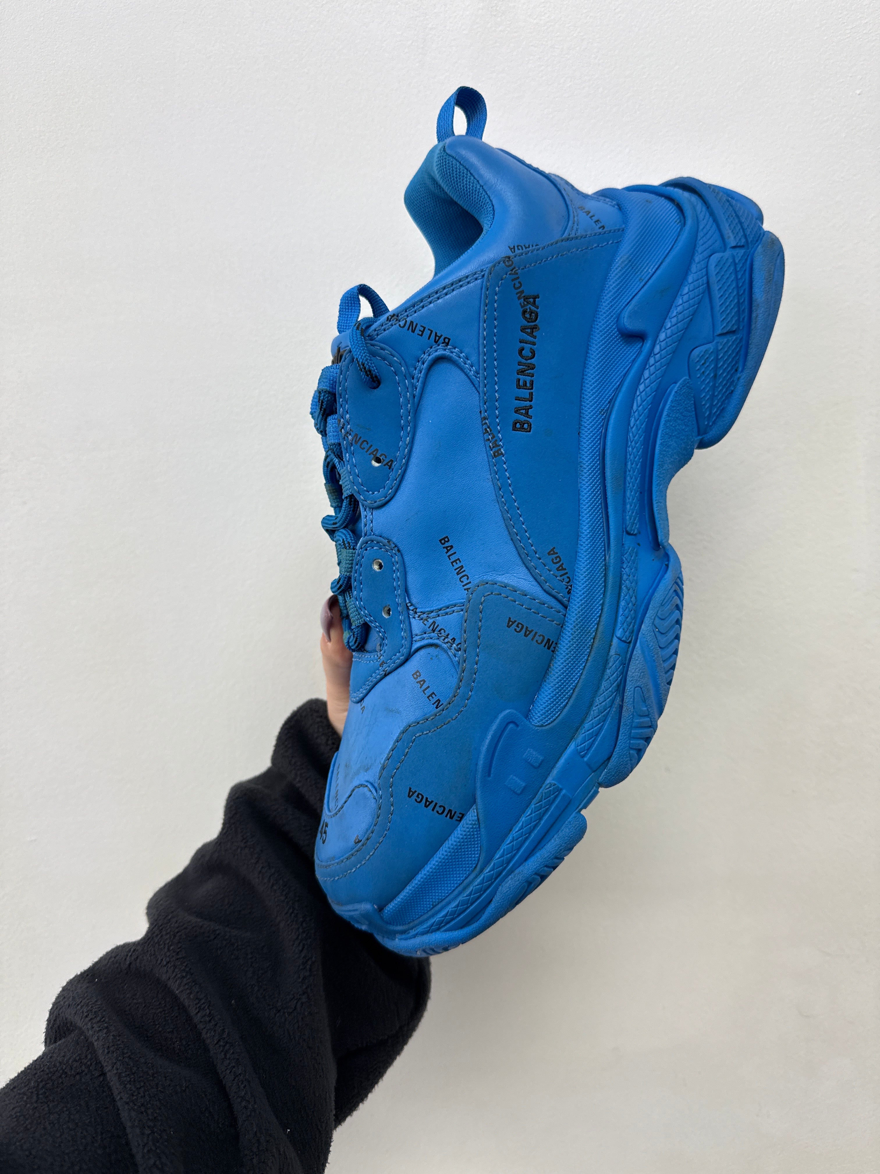 Balenciaga Blue Monogram Triple S Sneakers