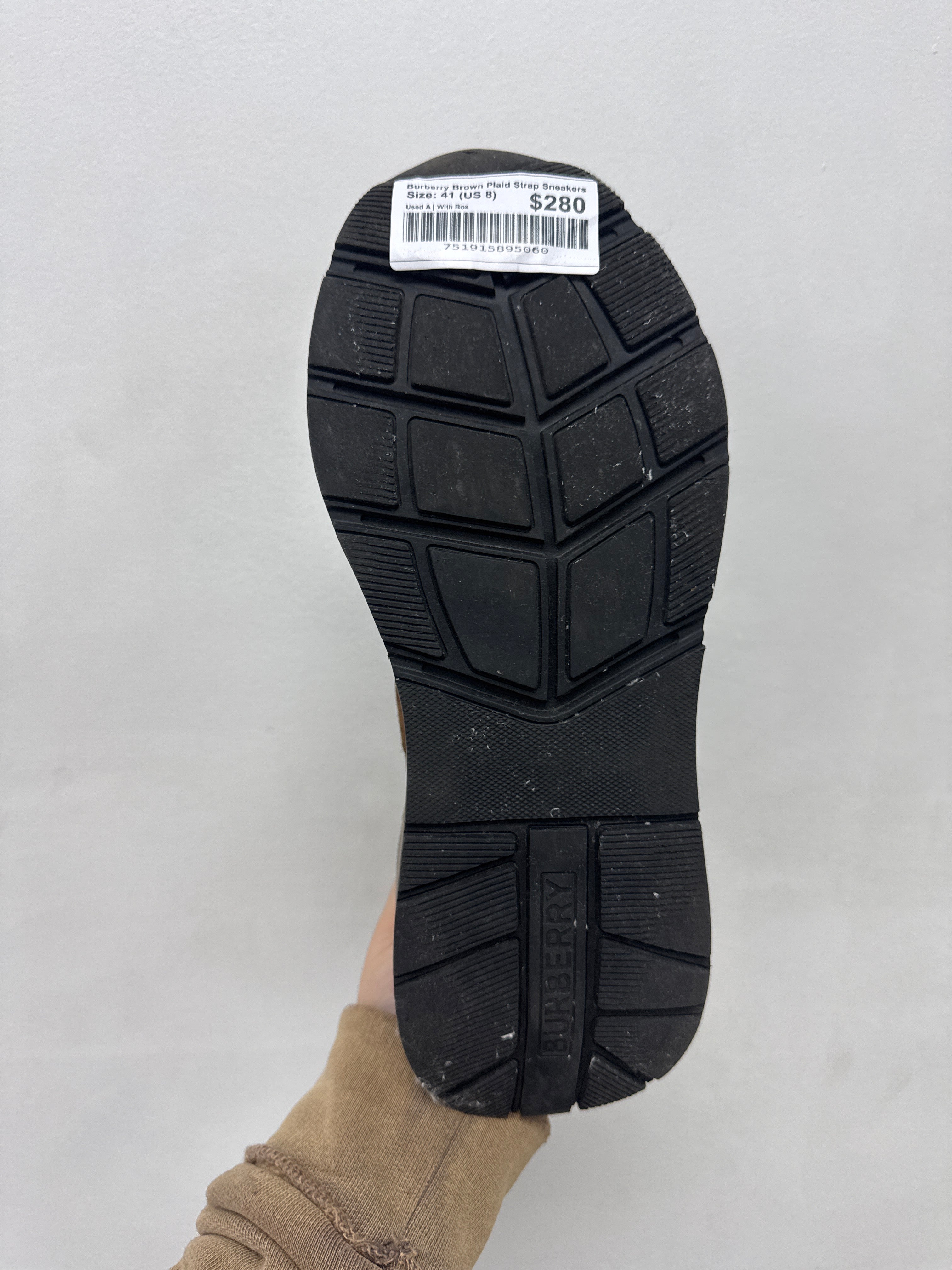 Burberry Brown Plaid Strap Sneakers