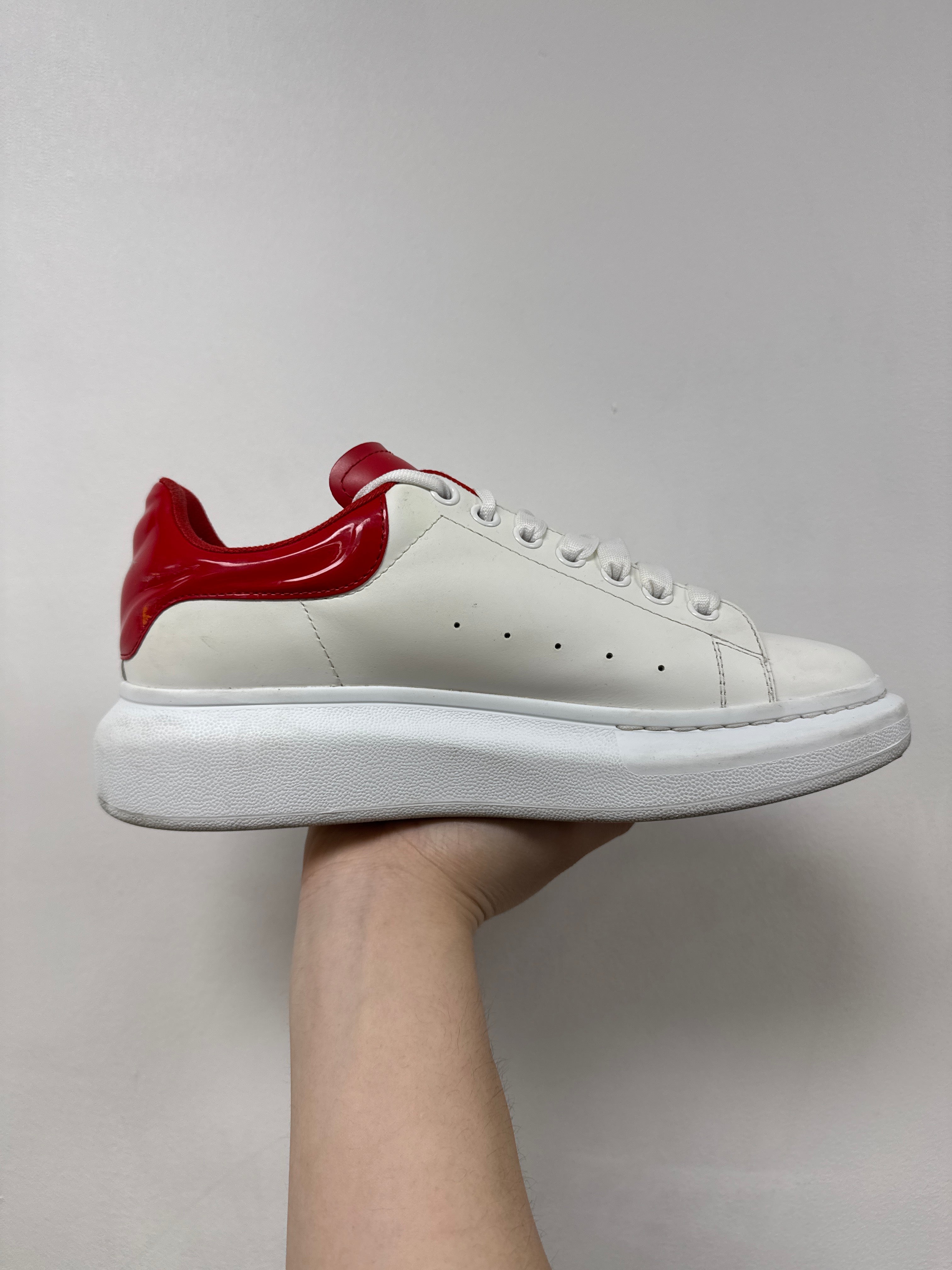 Alexander Mcqueen White Red Patent Leather Sneakers