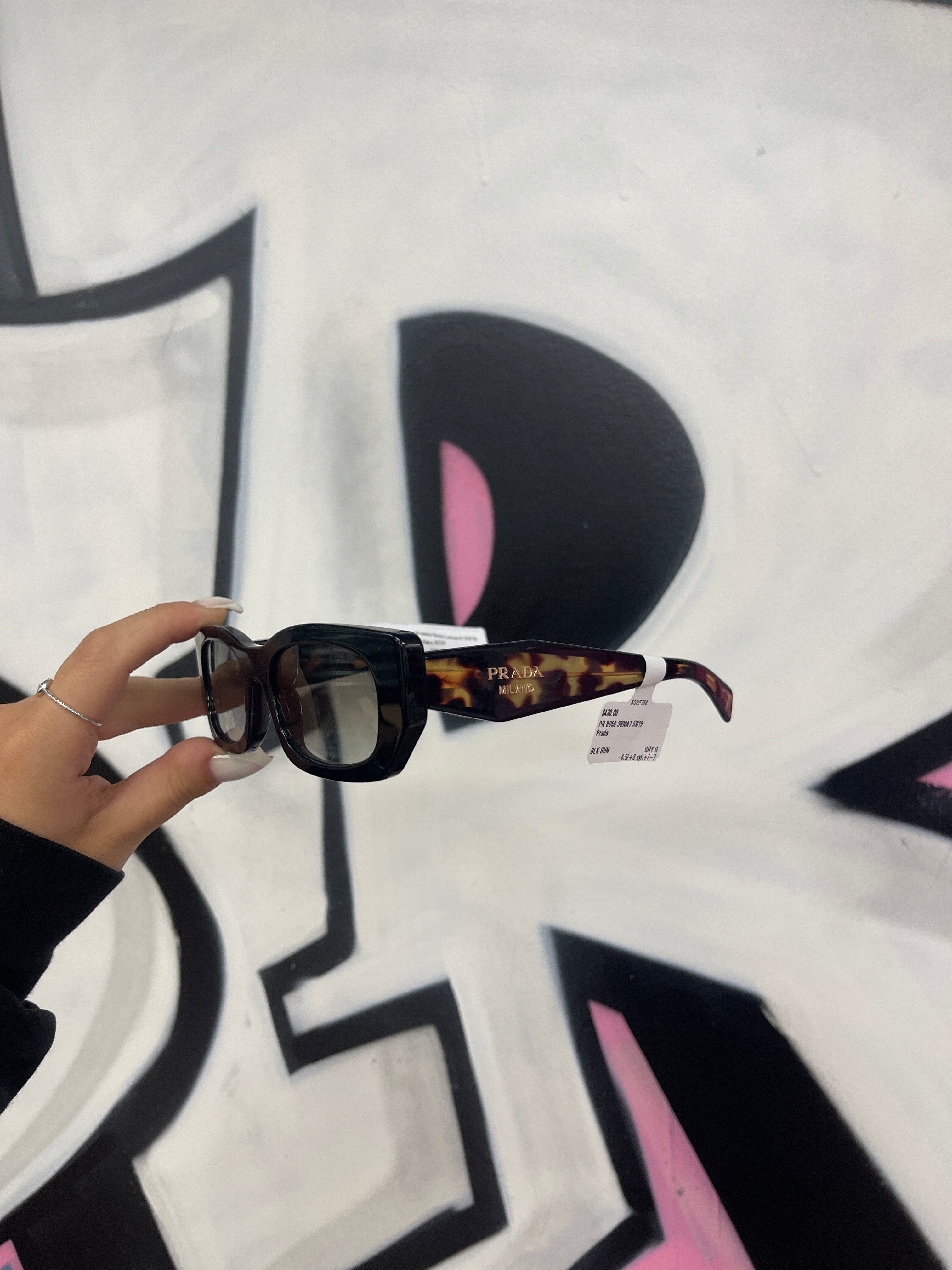 Prada Biggie Shades Black Leopard New OSFM N/A