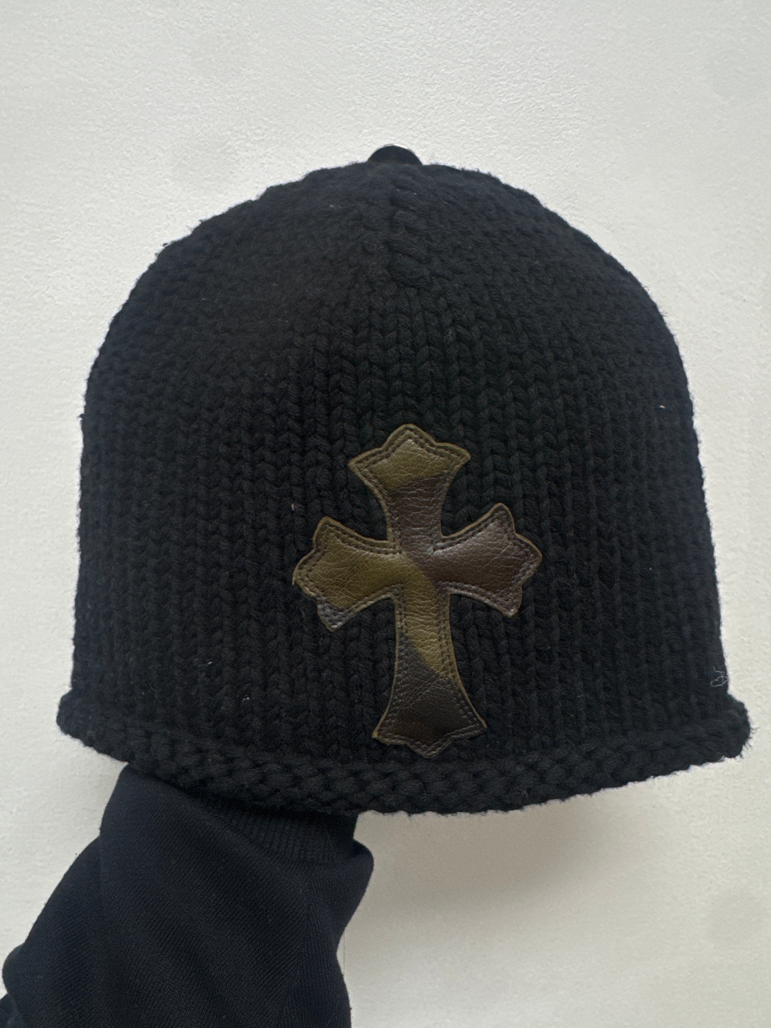 Chrome Hearts Black Cashmere Camo Cross Patch Beanie