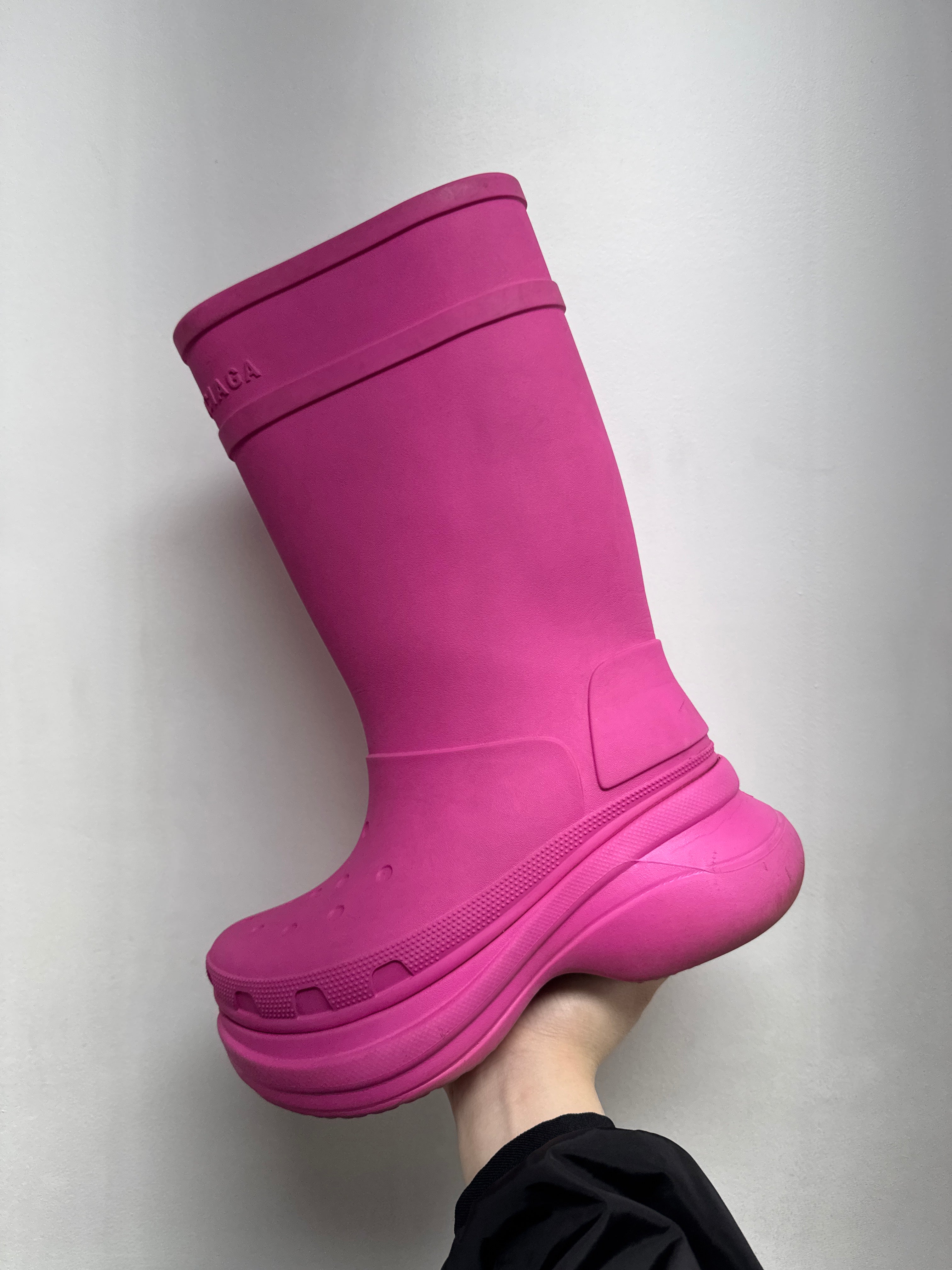 Balenciaga Pink Crocs Boots