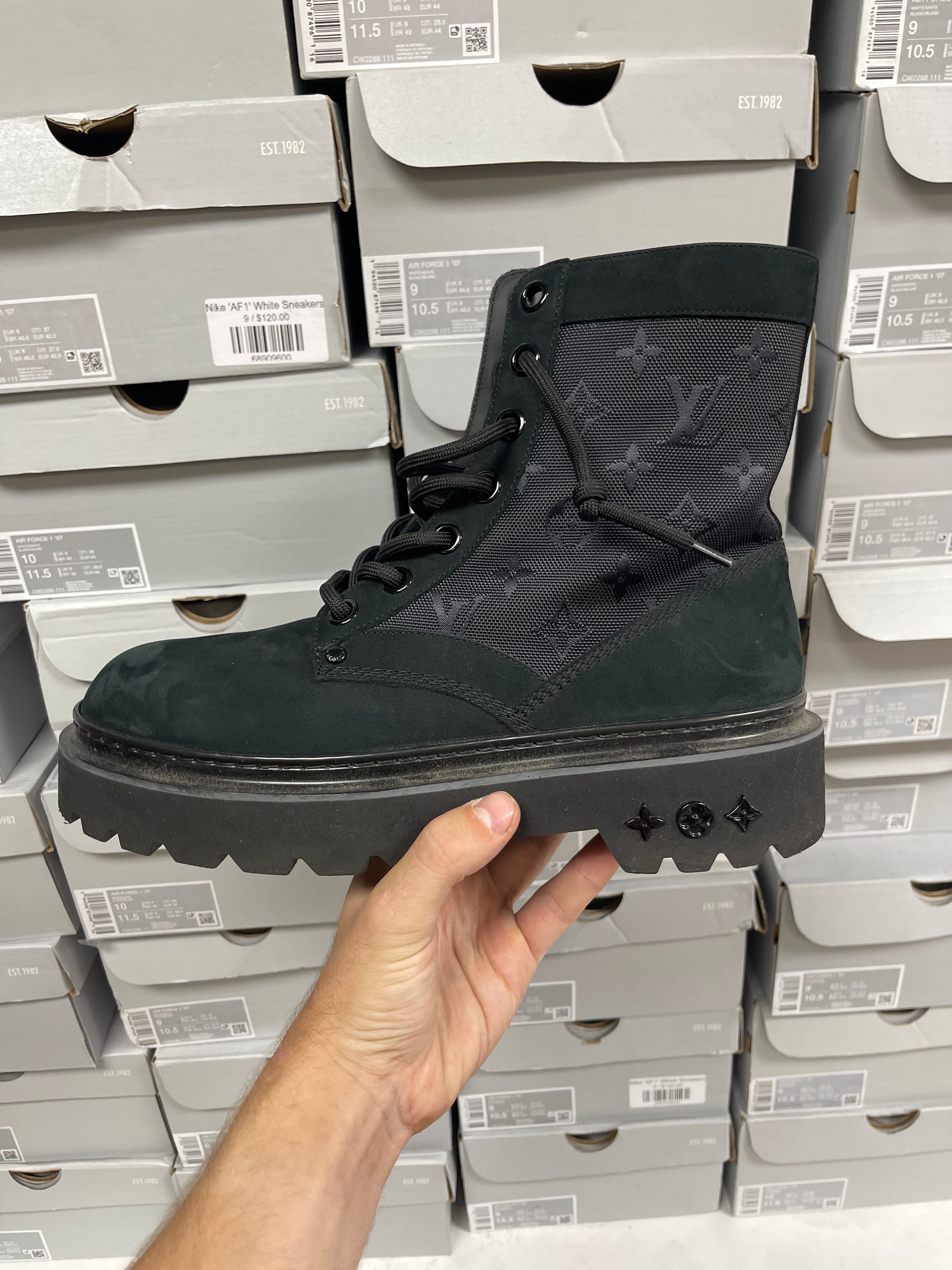 Louis Vuitton Black Monogram Ranger Boots