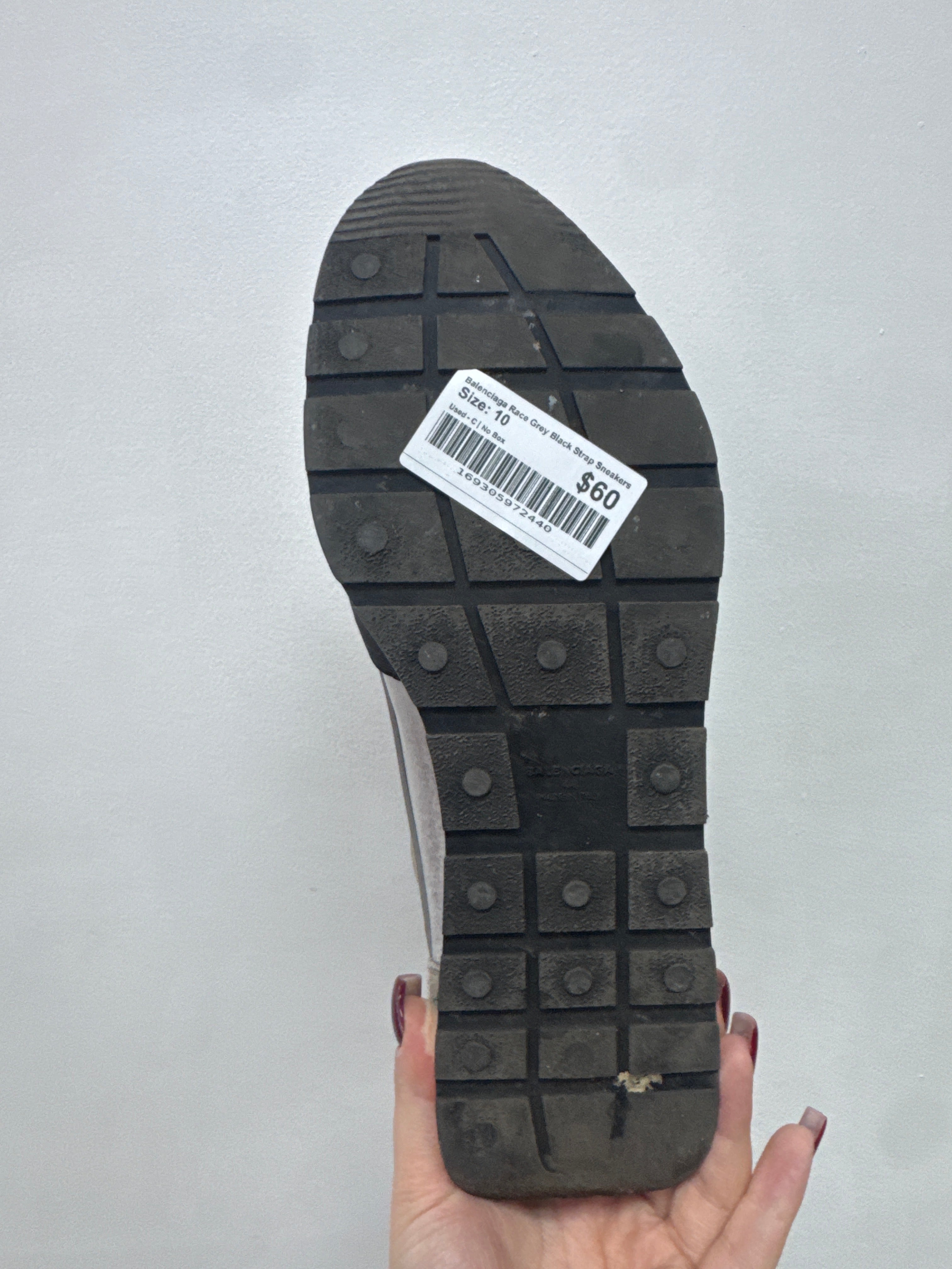 Balenciaga Race Grey Black Strap Sneakers