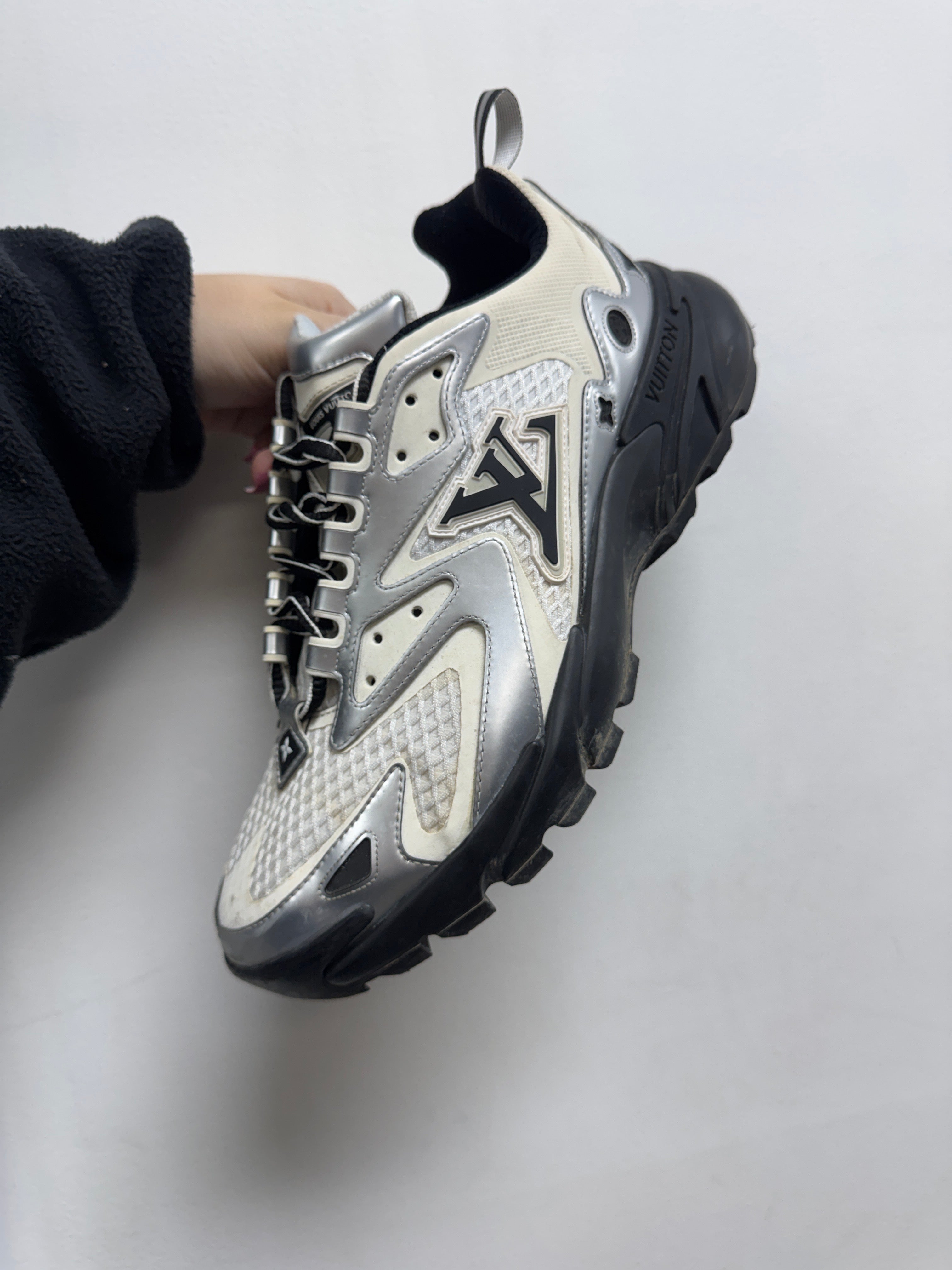 Louis Vuitton Silver Black Tactical Runner Sneakers