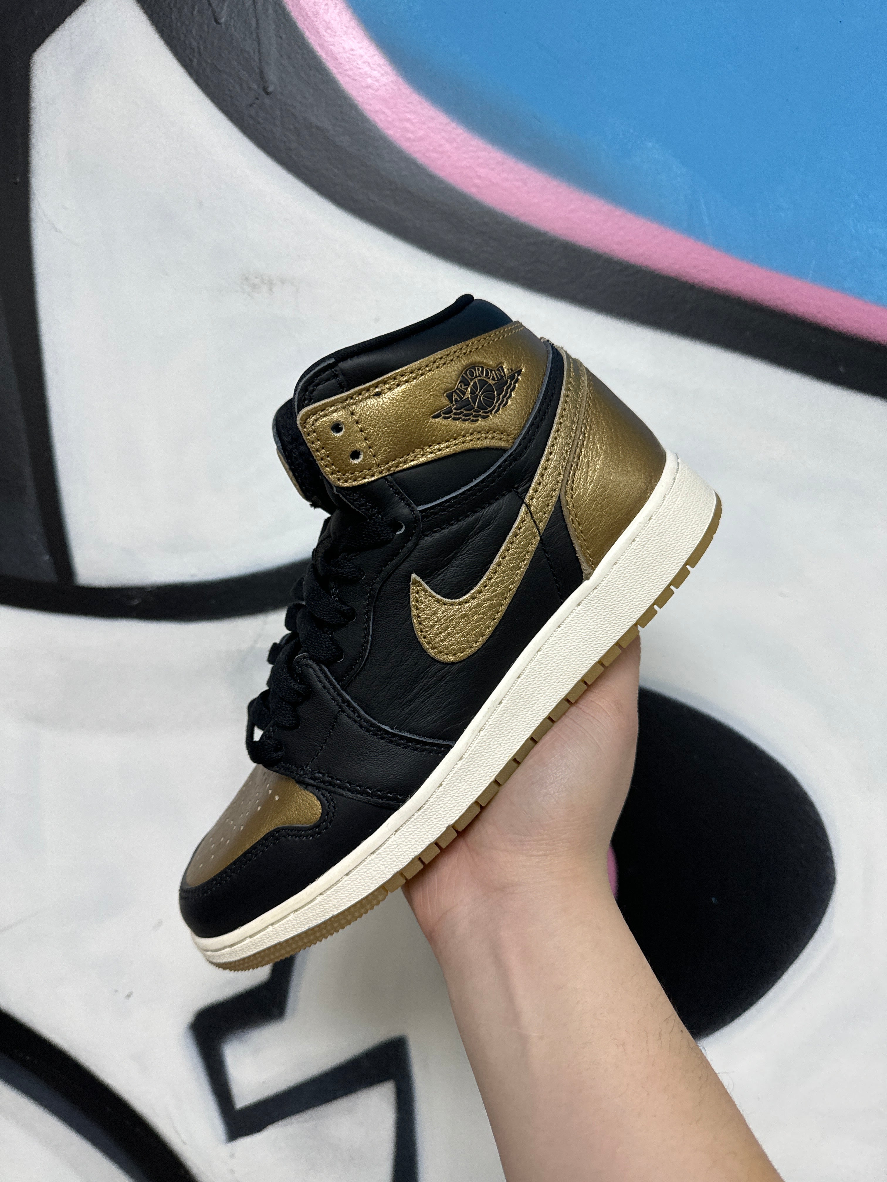 Nike Jordan 1 Black Metallic Gold Sneakers