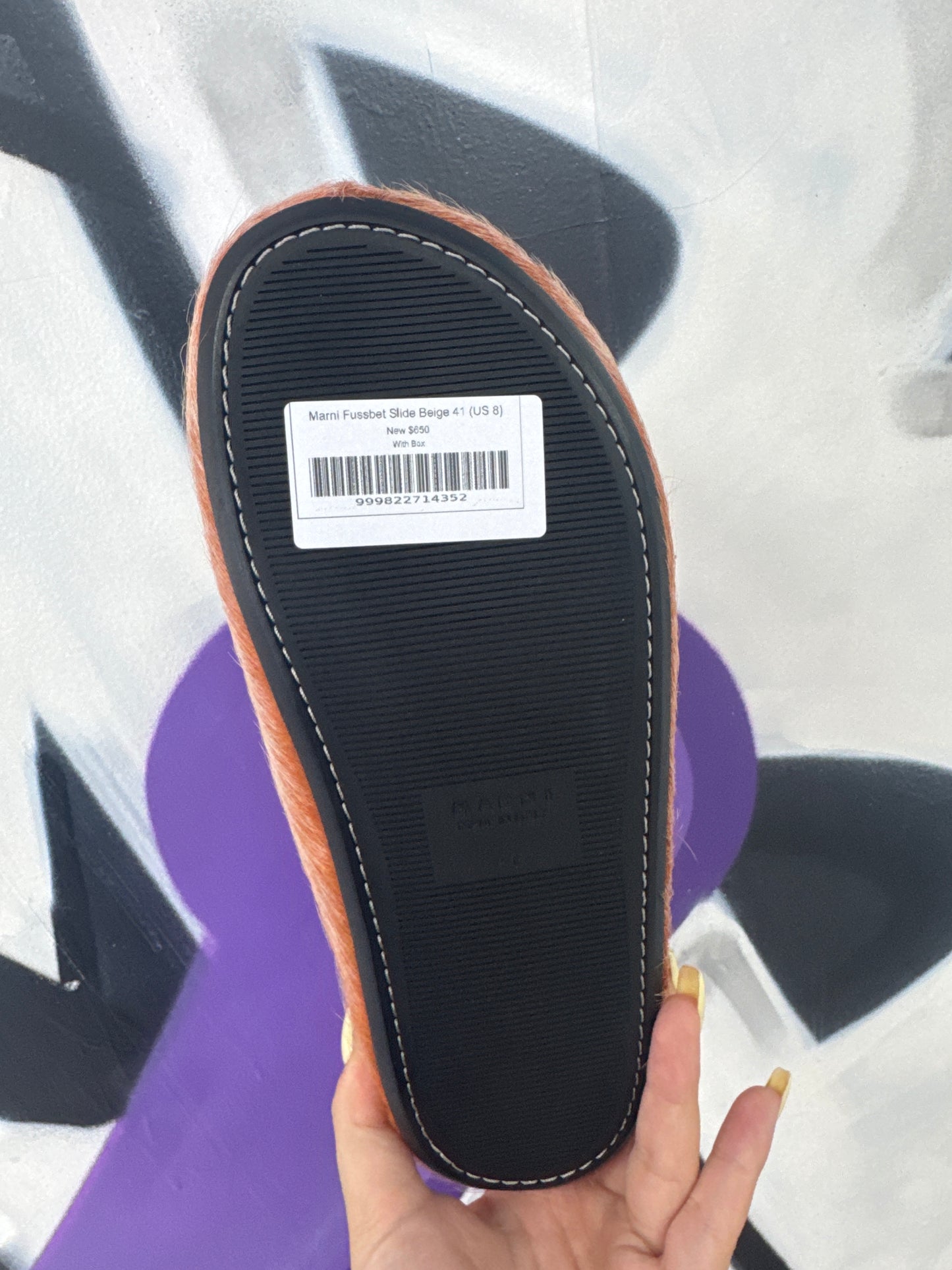 Marni Fussbet Slide Beige New With Box