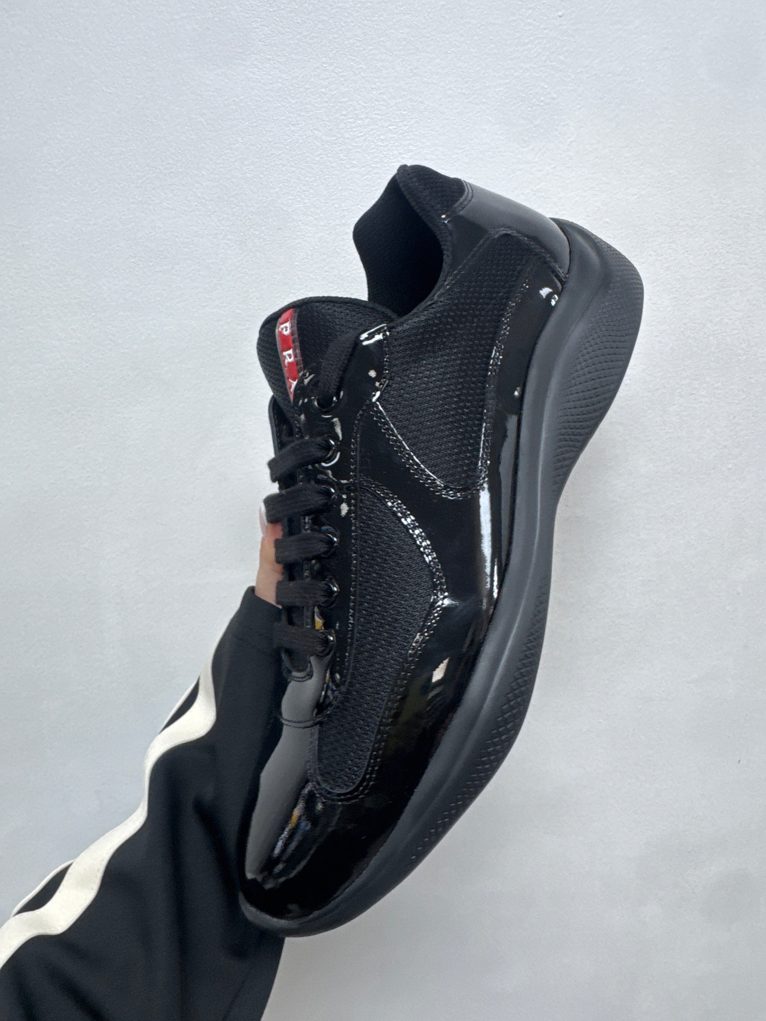 Prada Black Patent Cups Sneakers