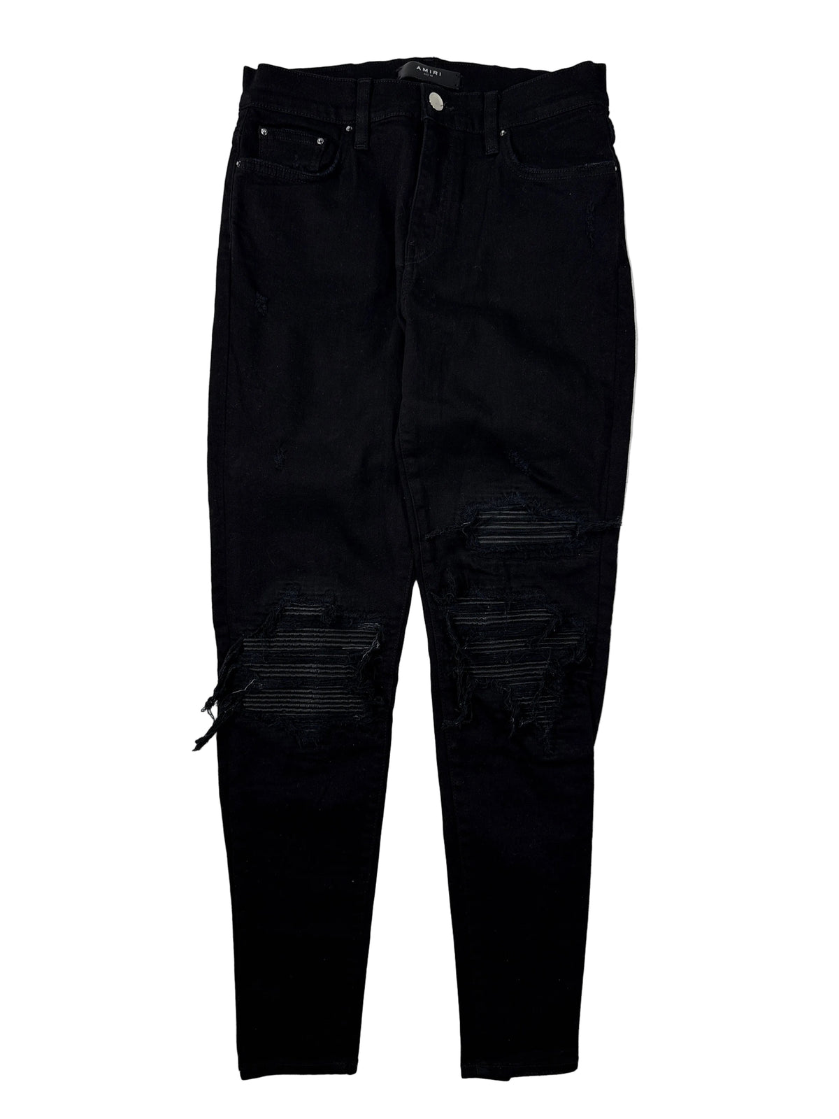 Amiri MX1 Black Black Leather Patch (Women's) (Zipper) Jeans