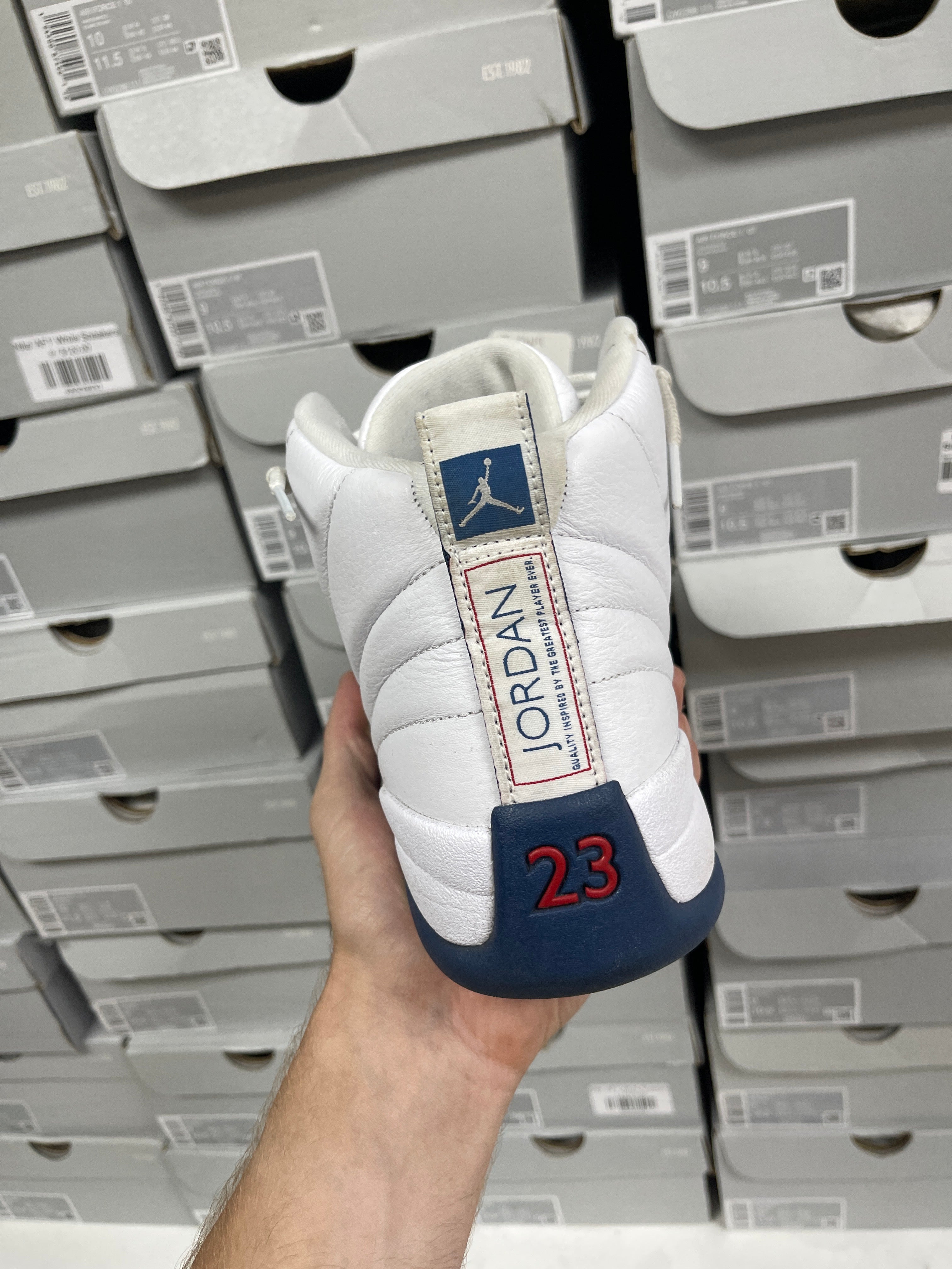 Jordan 12 White & French Blue Sneakers