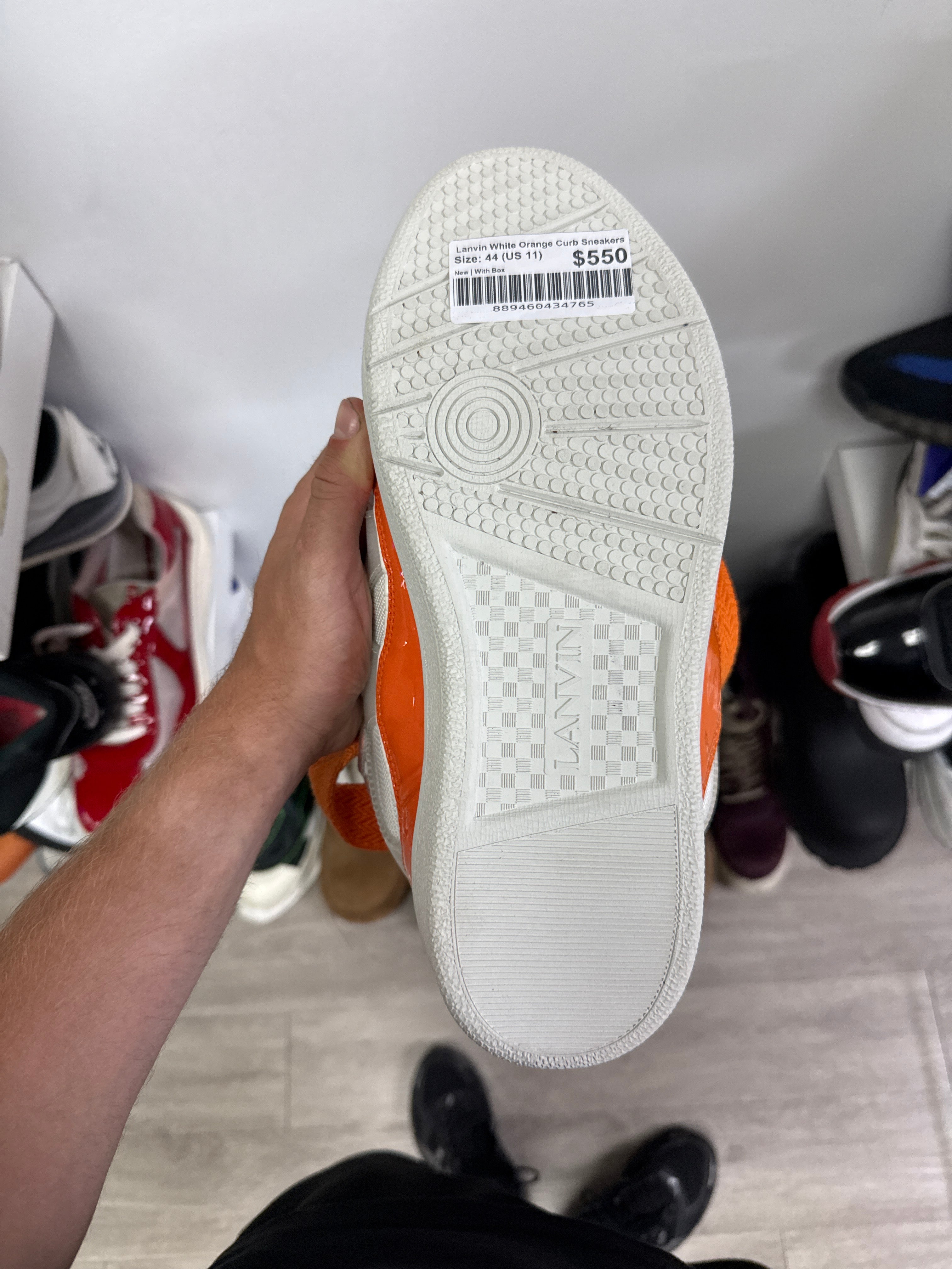 Lanvin White Orange Curb Sneakers