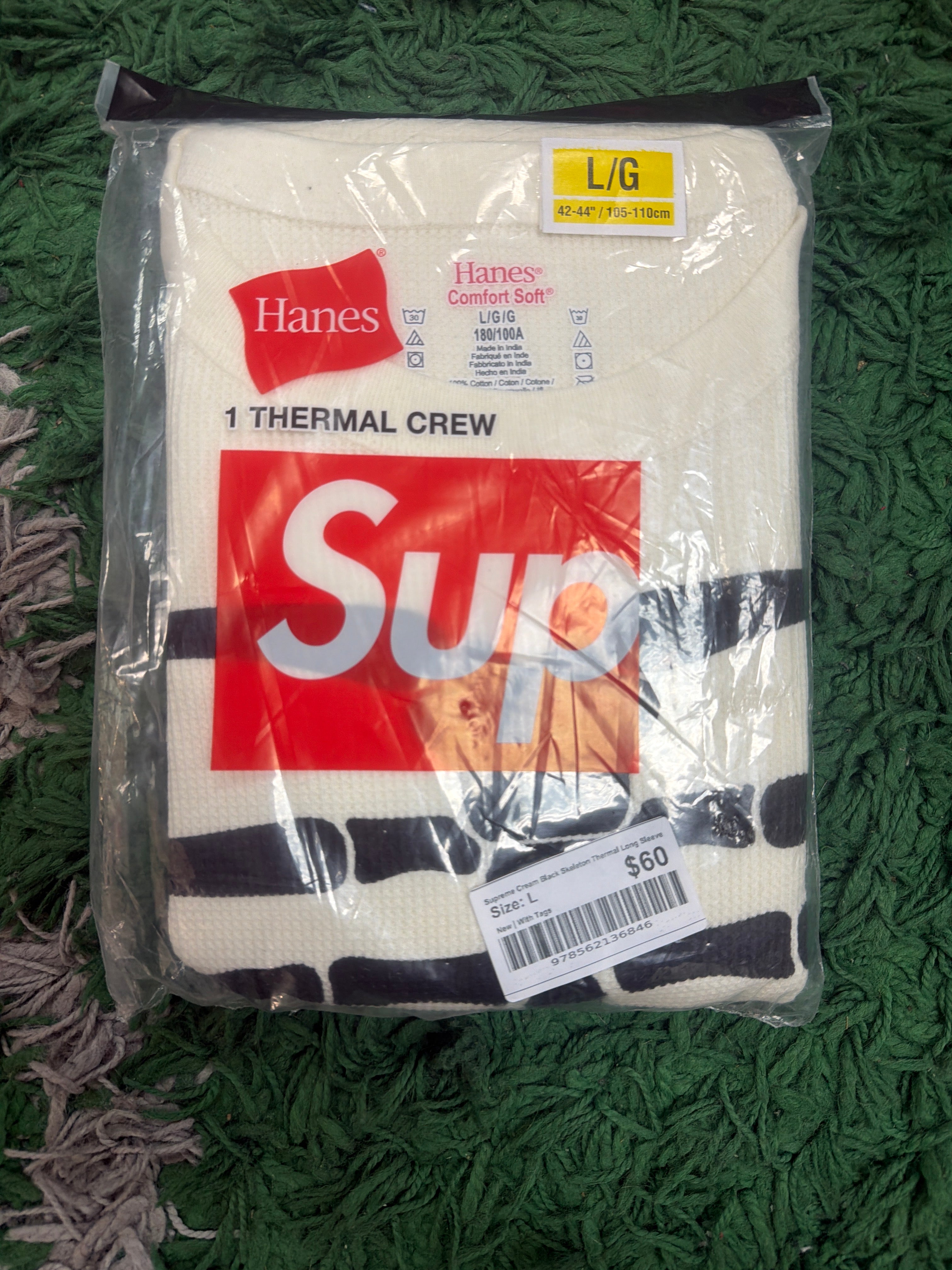 Supreme Cream Black Skeleton Thermal Long Sleeve