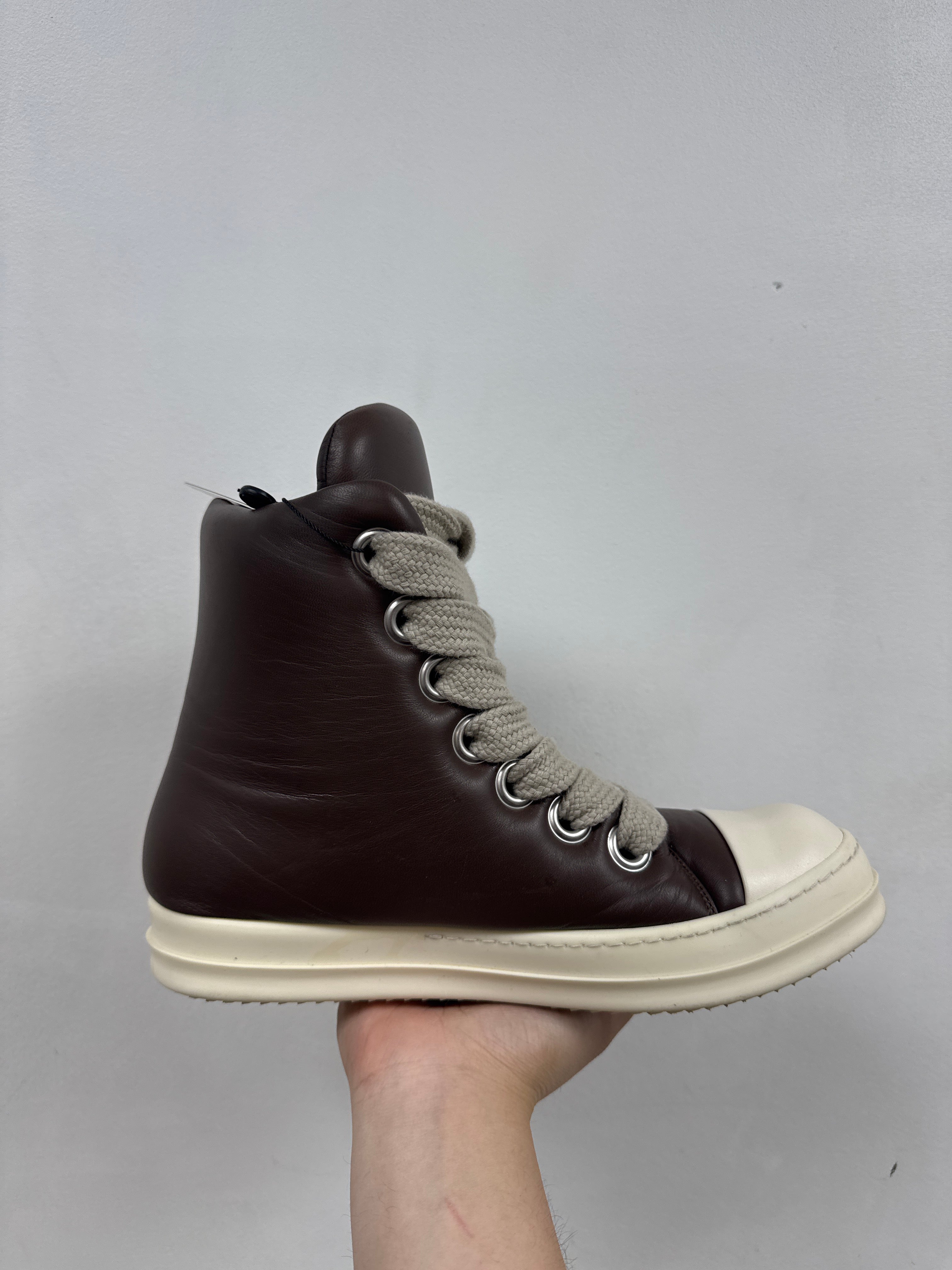 Rick Owens Brown Padded Jumbo Lace High Sneakers