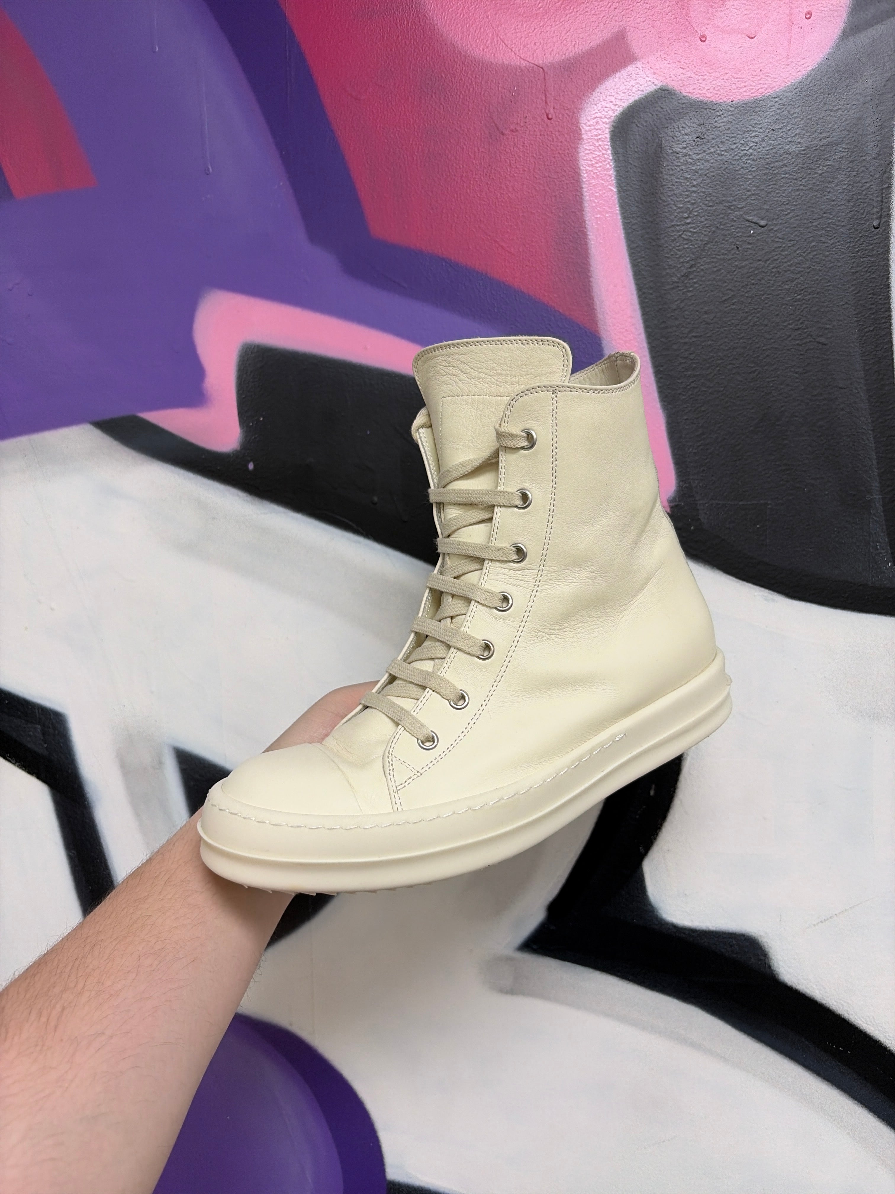 Rick Owens Milk Ramone High Sneakers