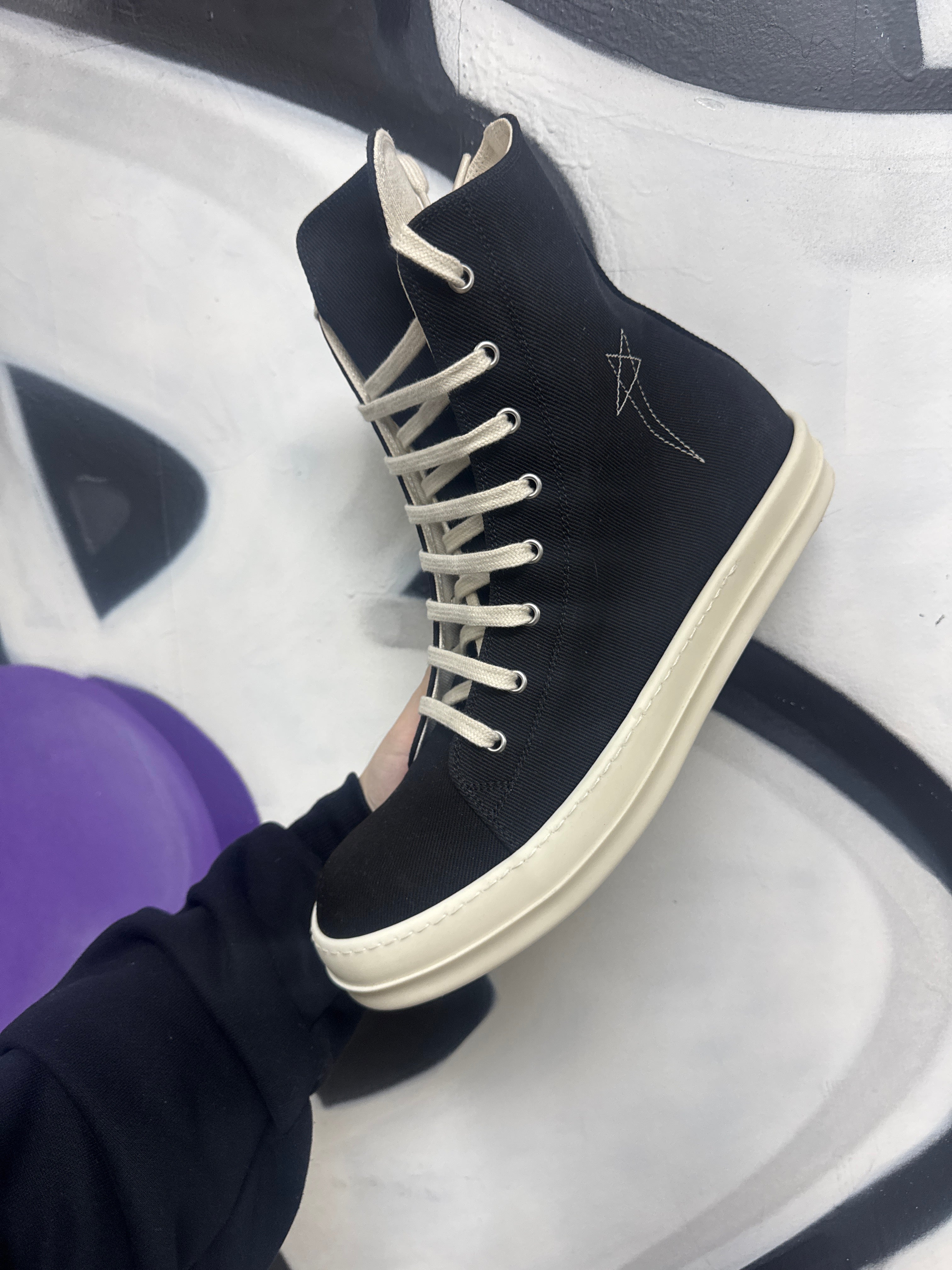 Rick Owens Black Pentagram Ramone High Sneakers