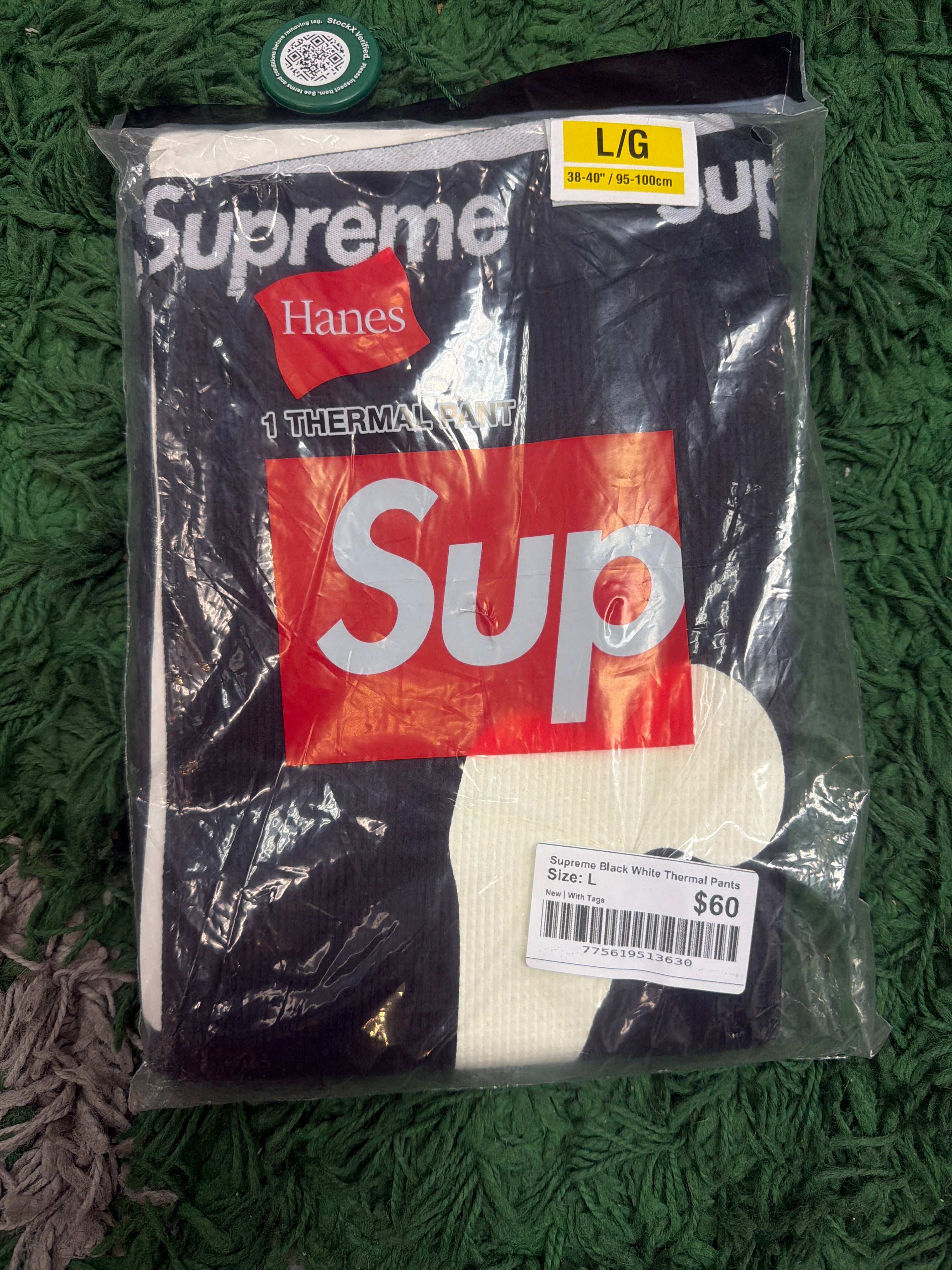 Supreme Black White Thermal Pants