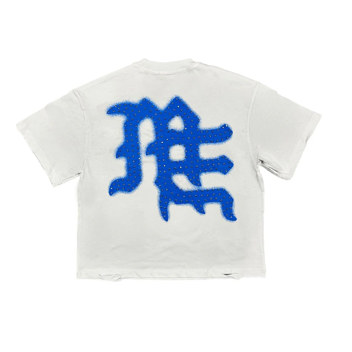 Mixed Emotions "End" Rhinestone White & Blue Tee