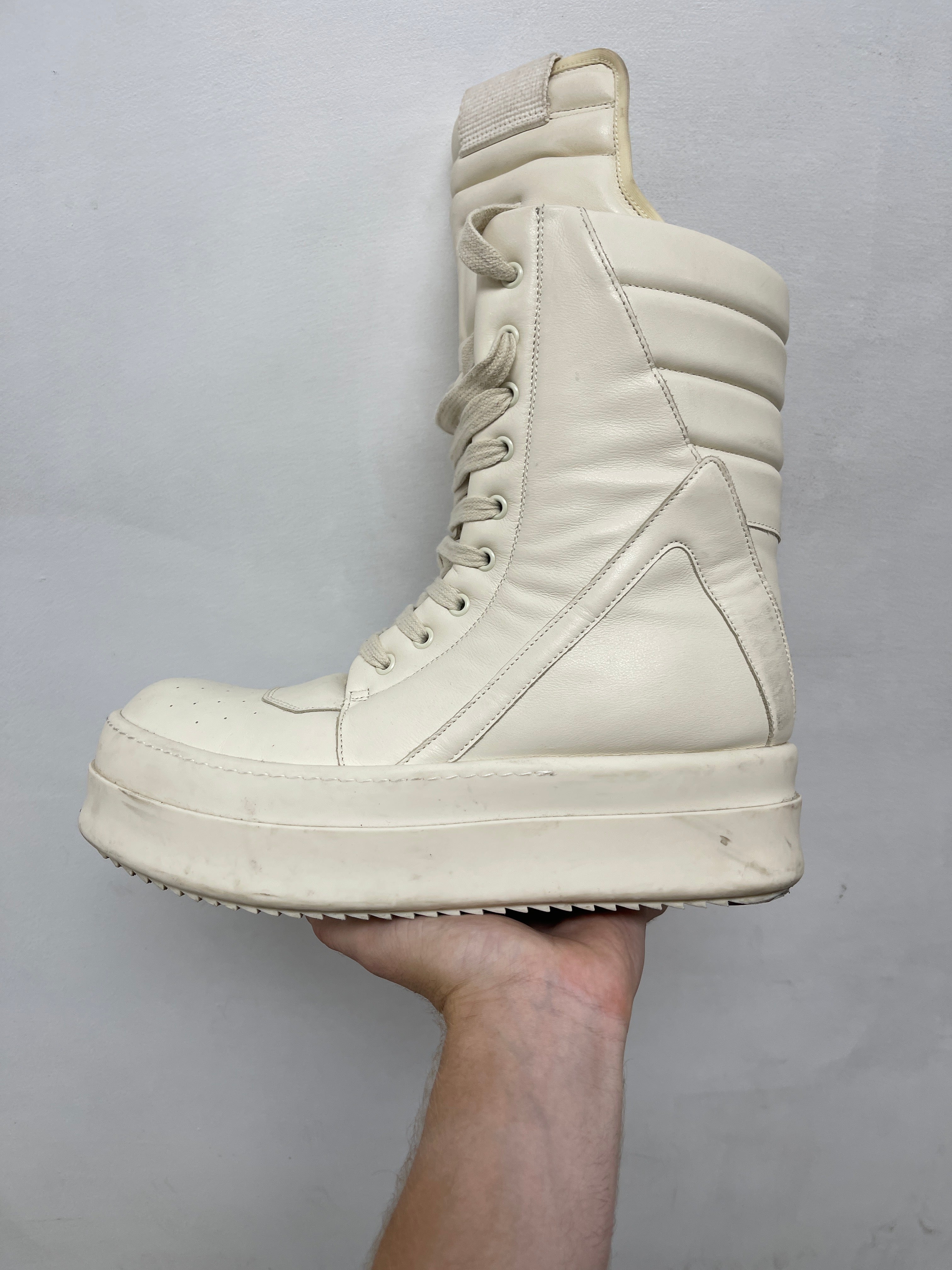 Rick Owens Milk & Milk Mega Geobasket Sneakers