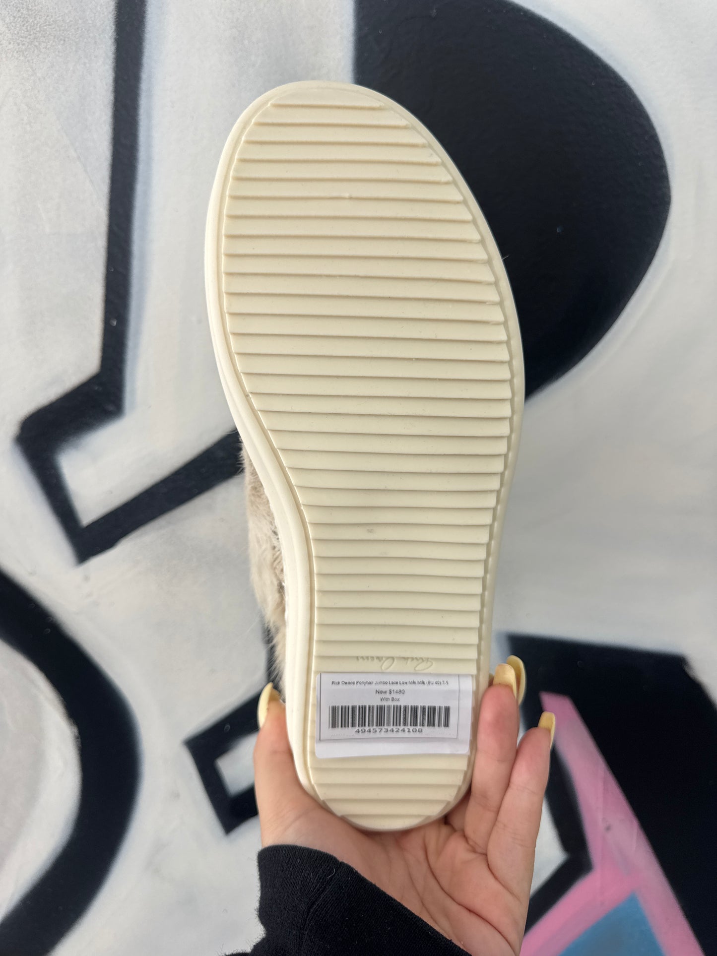 Rick Owens Ponyhair Jumbo Lace Low Milk Milk (EU 40) New With Box
