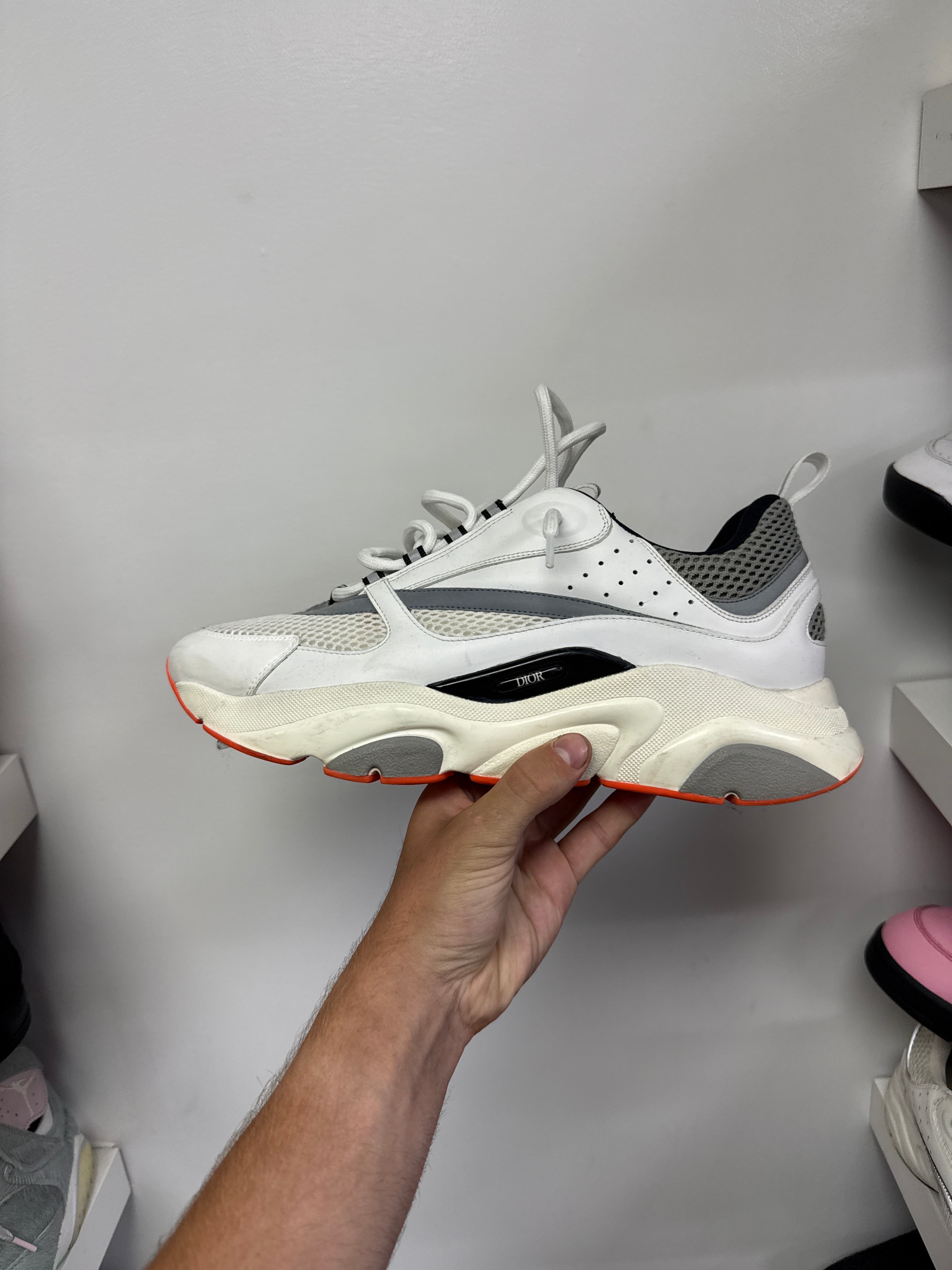 Dior White Olive Orange B22 Sneakers