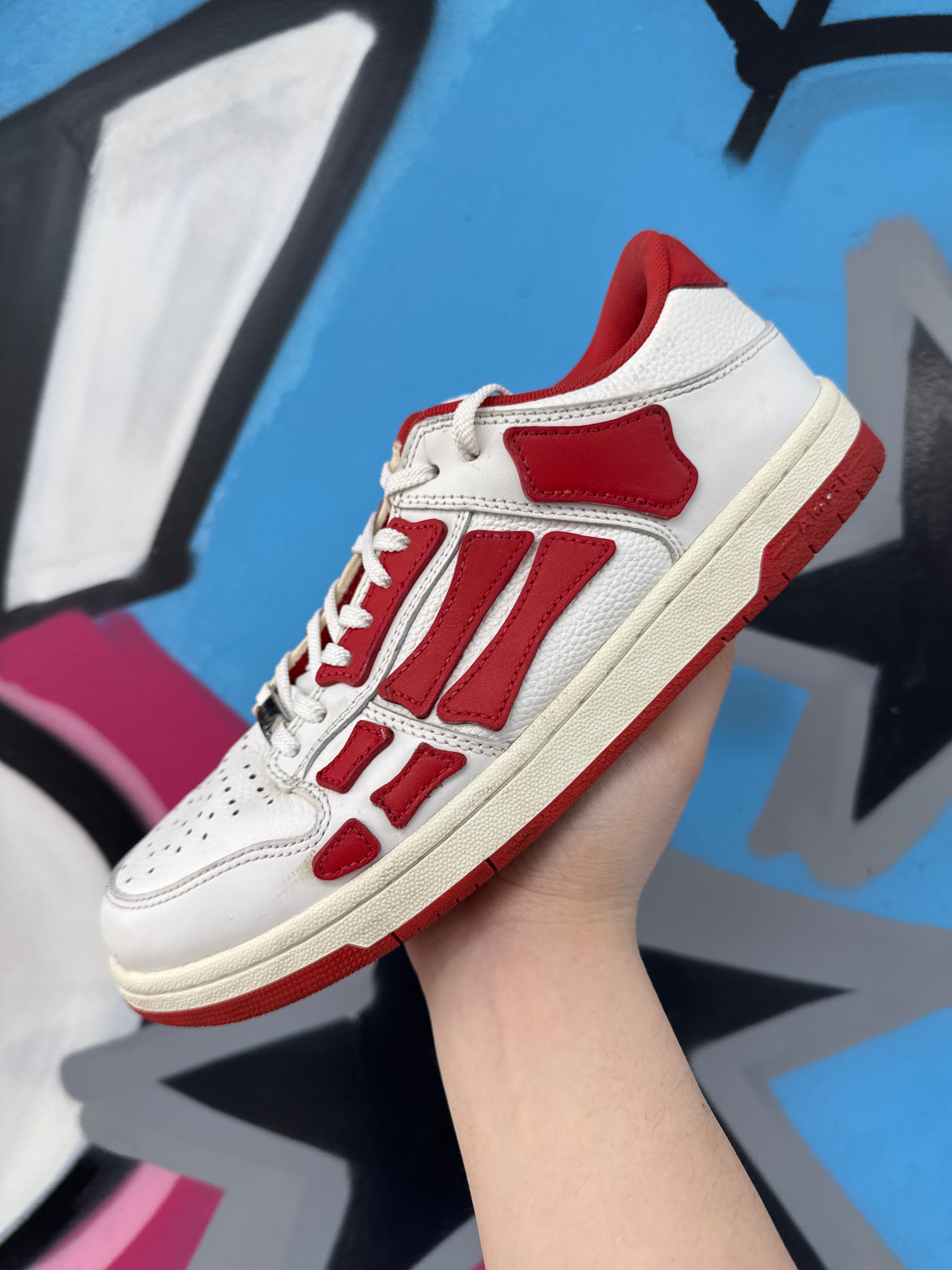 Amiri White Red Skel Top Low Sneakers