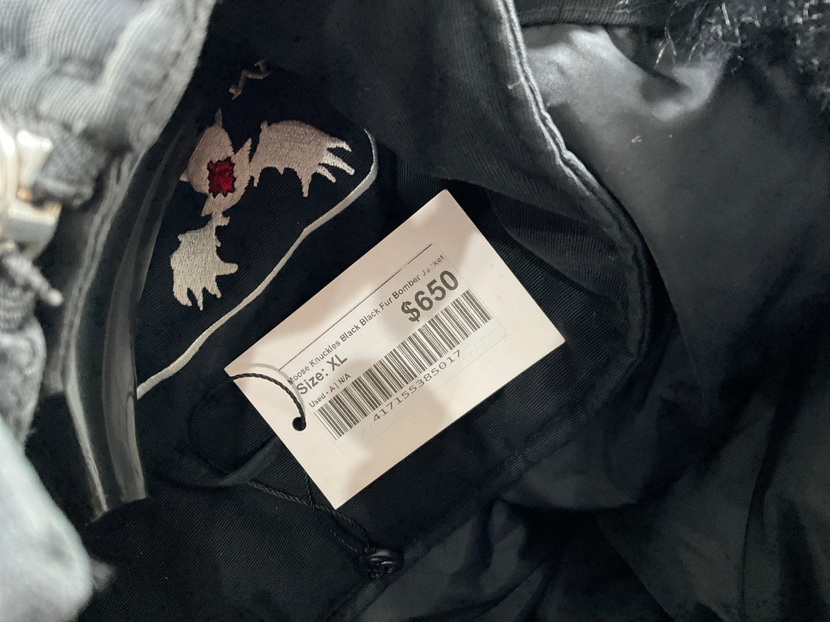 Moose Knuckles Black Black Fur Bomber Jacket
