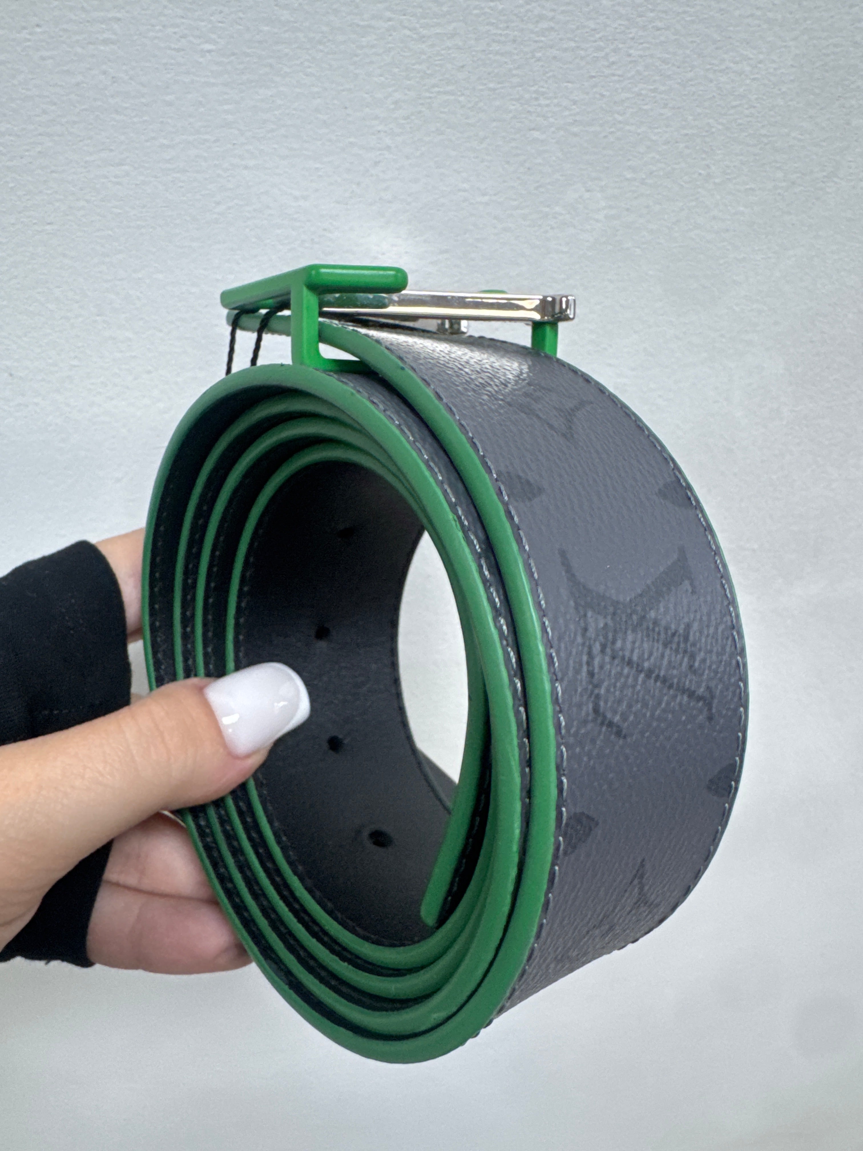 Louis Vuitton Grey Green Monogram (110-44) Belt
