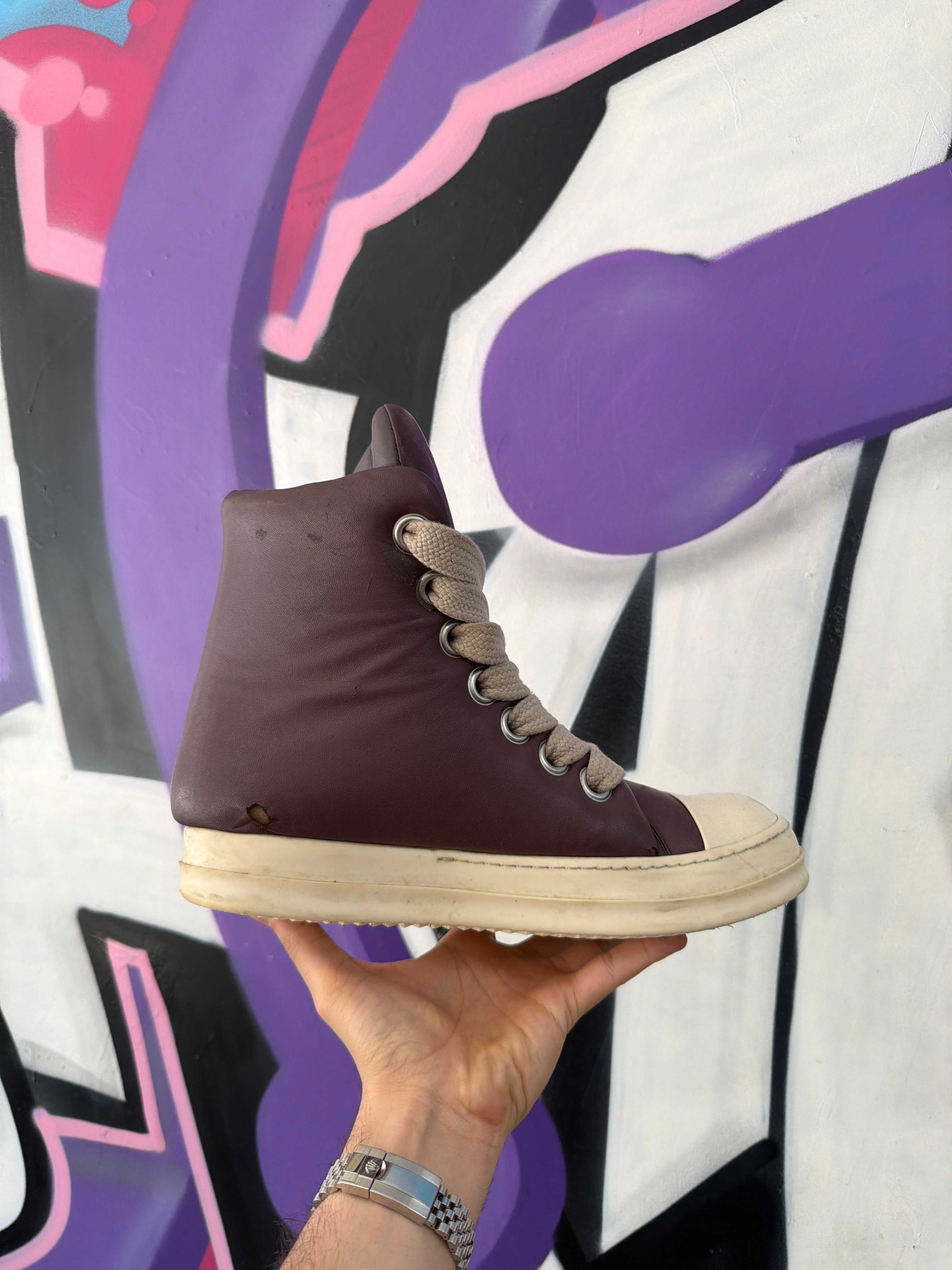 Rick Owens Padded Jumbo Lace Maroon Sneakers