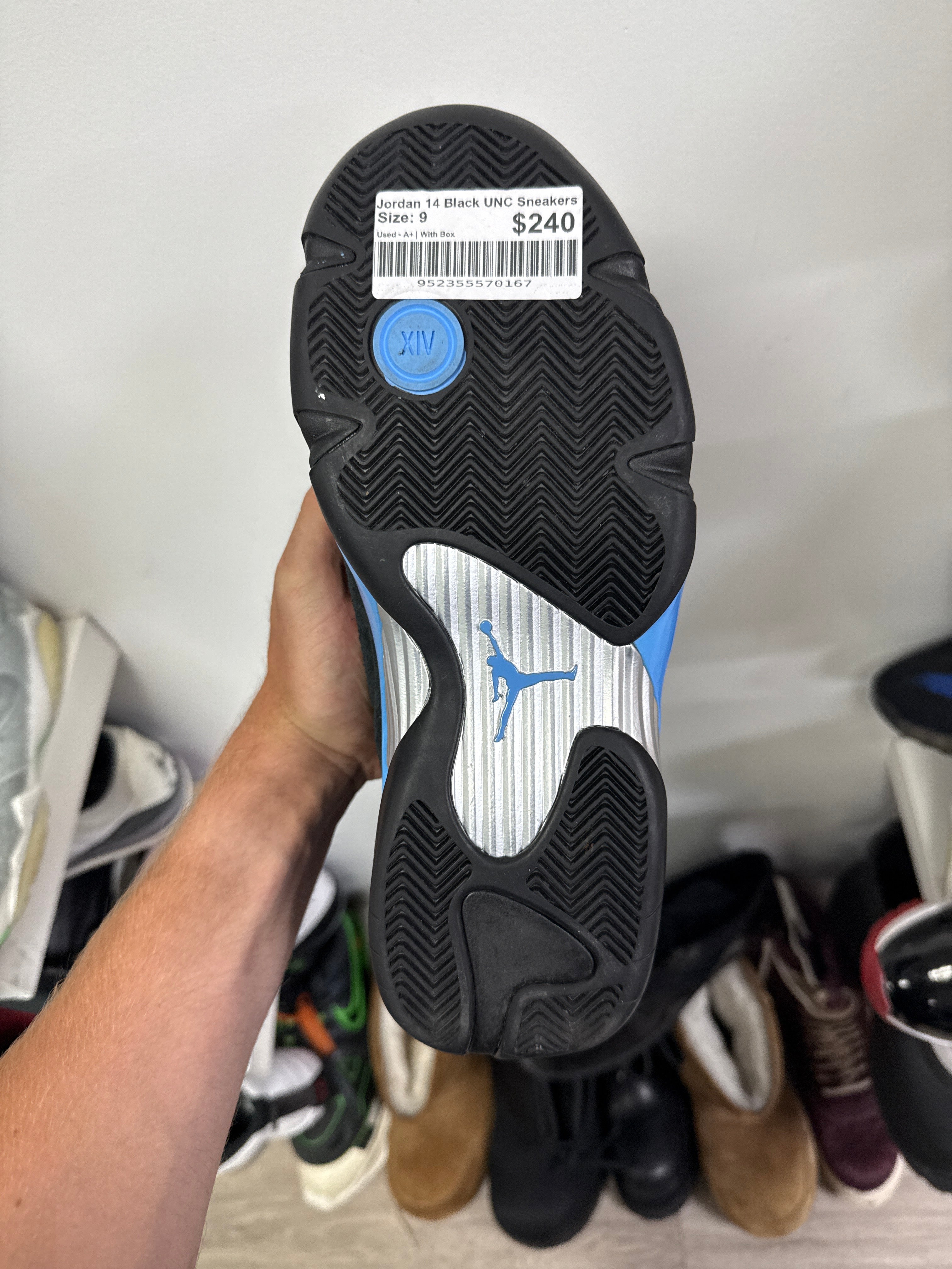 Jordan 14 UNC Black Sneakers