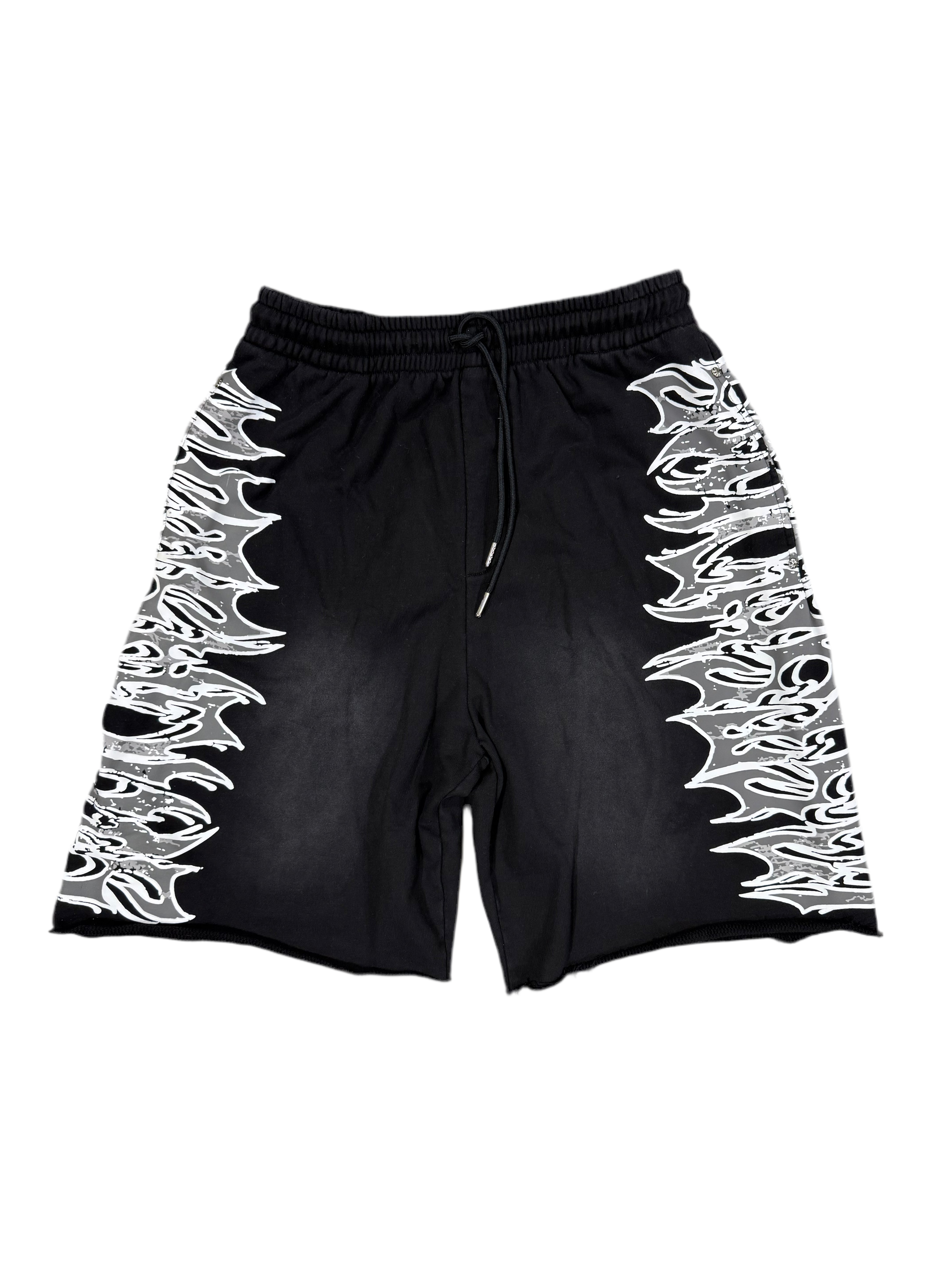 LOST SHDWS Acid Wash Black Sweat Shorts