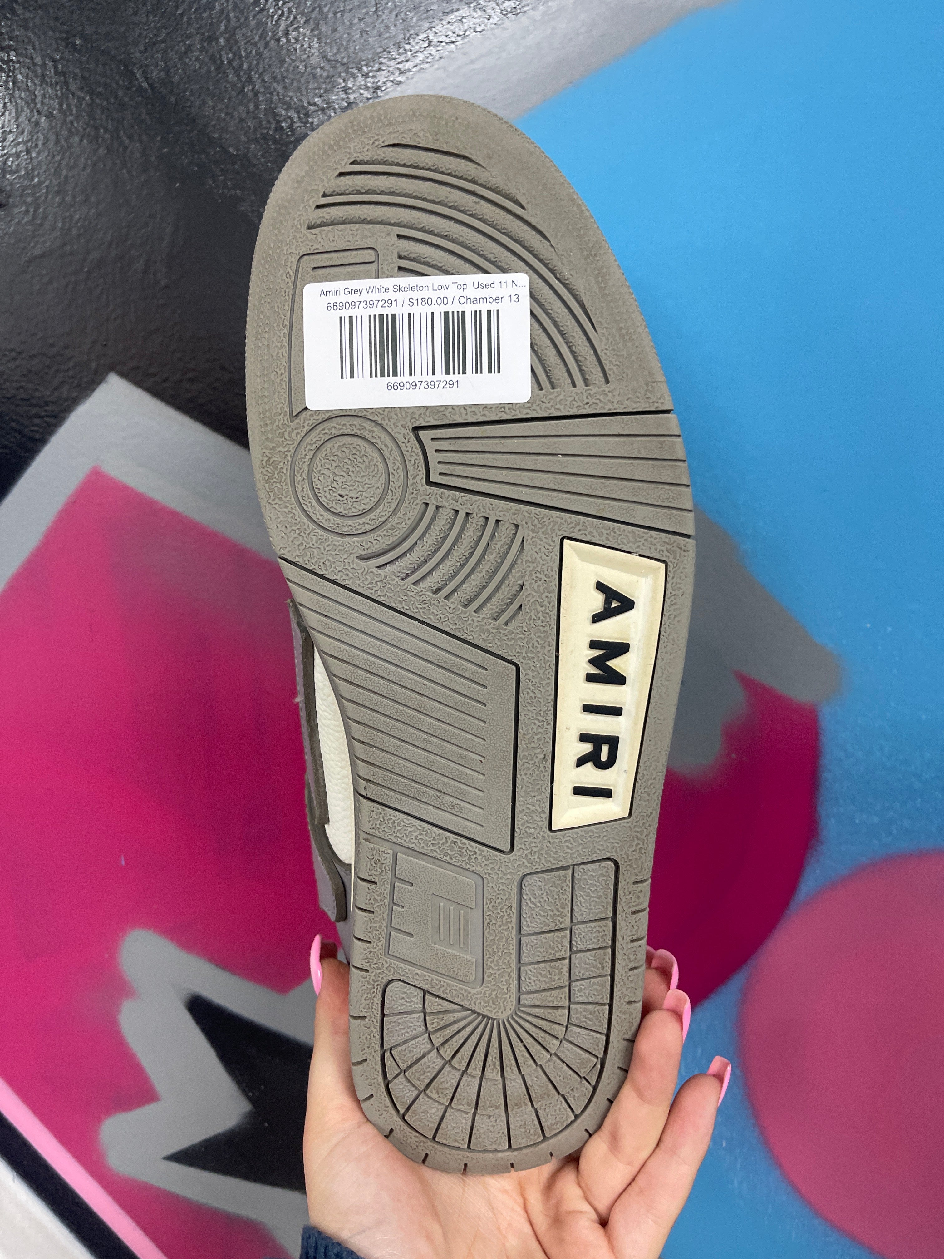 Amiri Grey White Skeleton Low Top Used 11 No Box