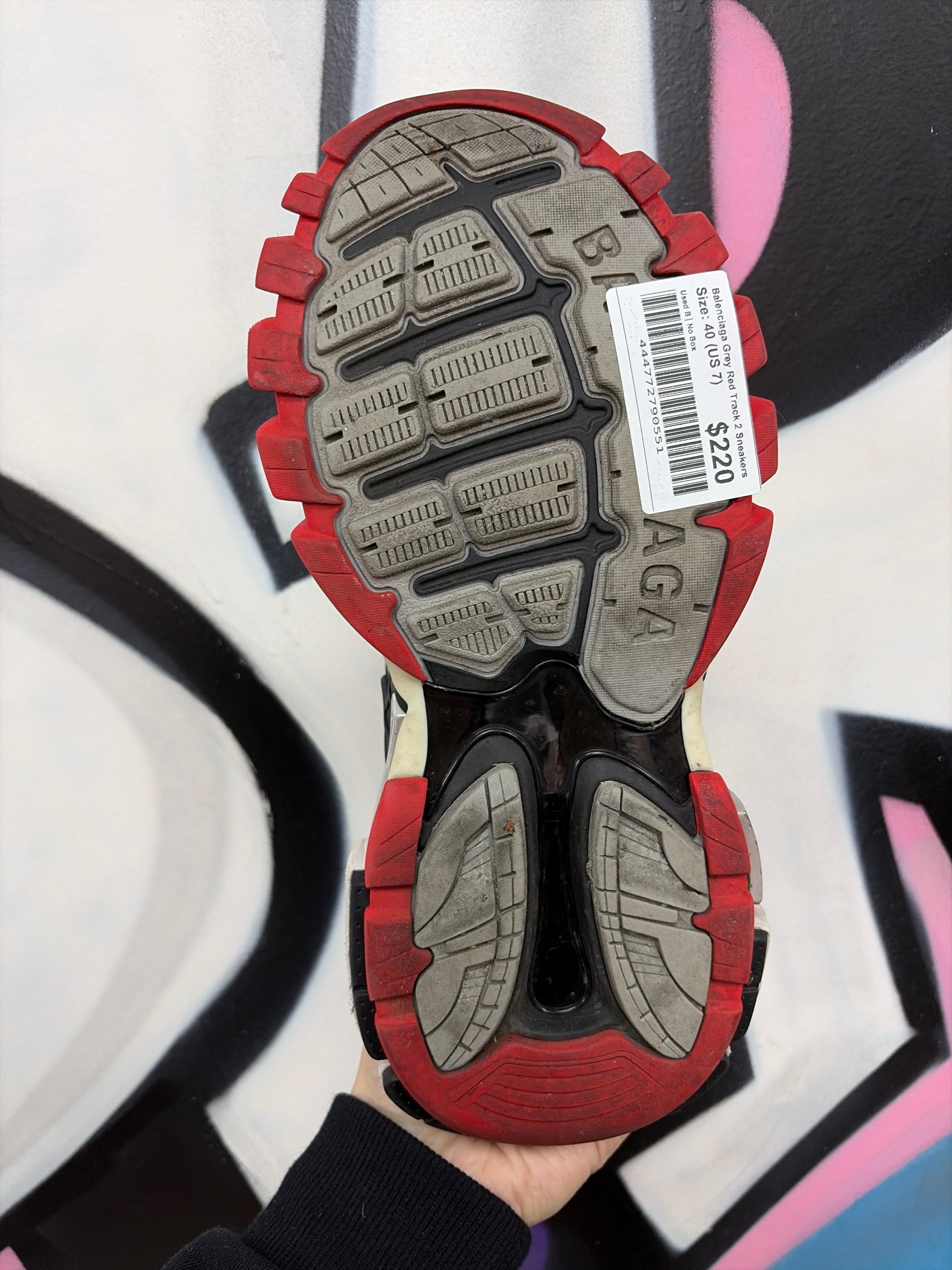 Balenciaga Grey Red Track 2 Sneakers