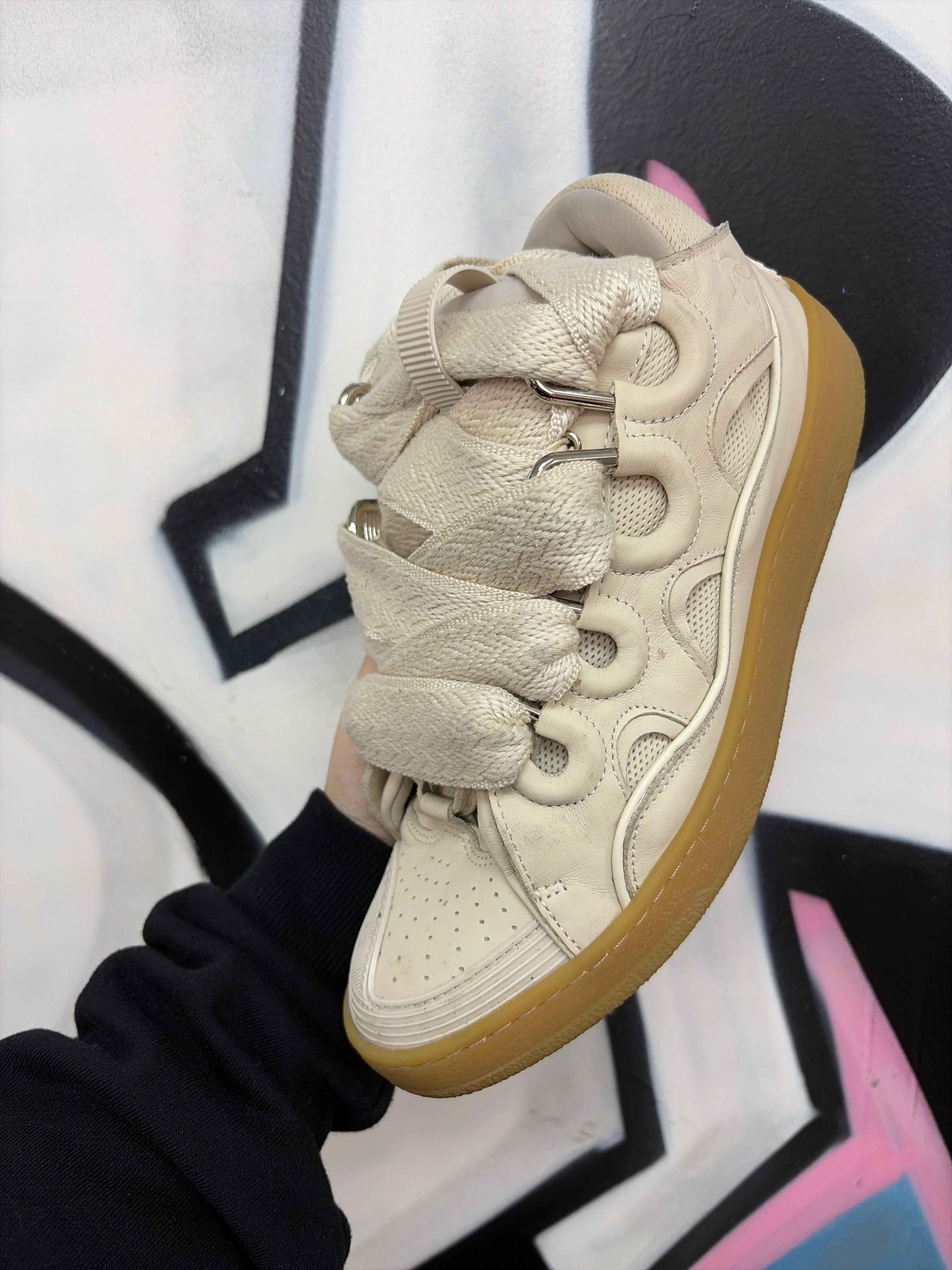 Lanvin Tan Gum Curb Sneakers