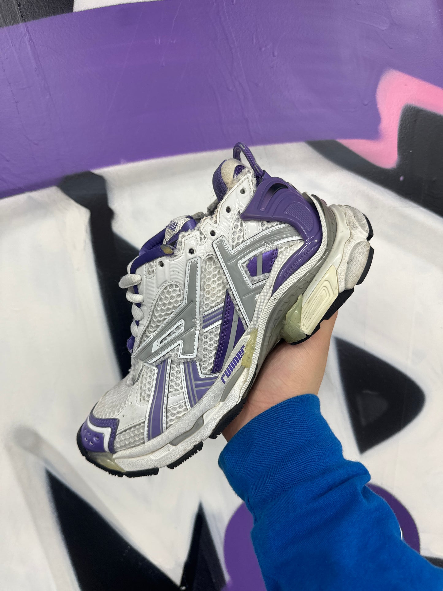 Balenciaga Runner White Purple Used 37 No Box