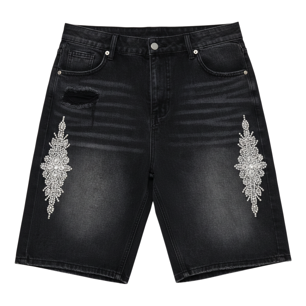 Fraternal Desires 'Dagger' Black Jeans Shorts