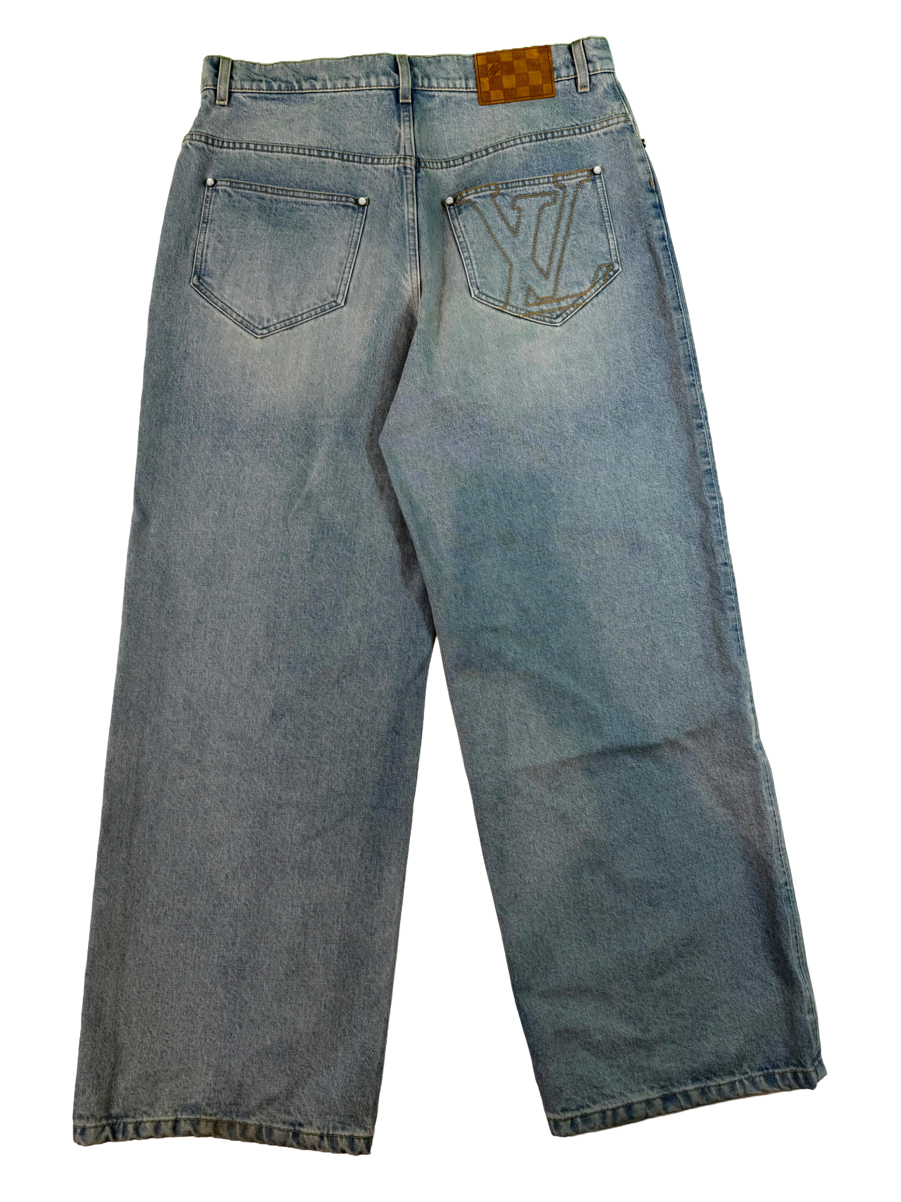 Louis Vuitton Pharell Wide Leg Denim Light Wash Jeans