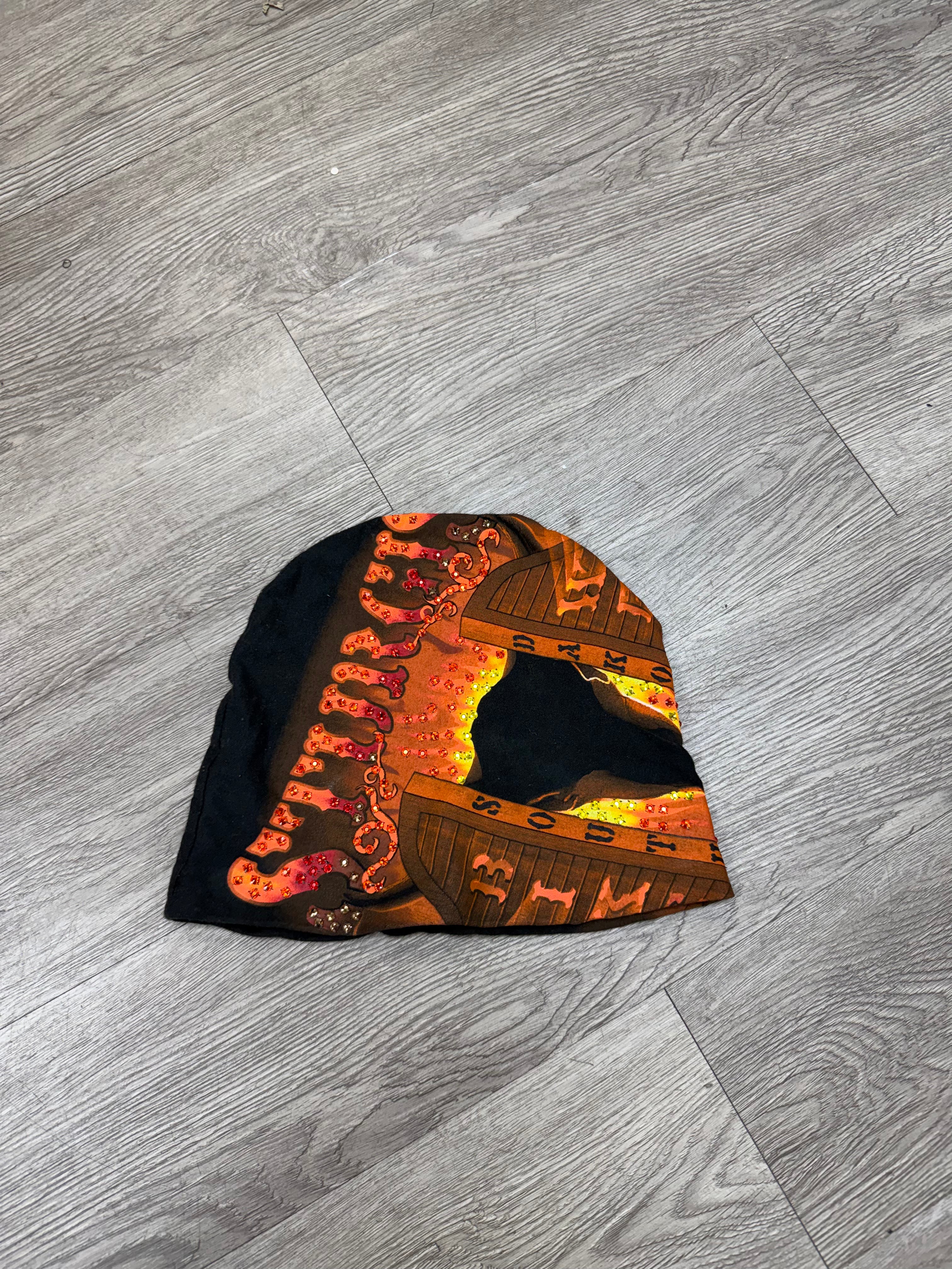 Bossi Black Flames Rhinestone Beanie