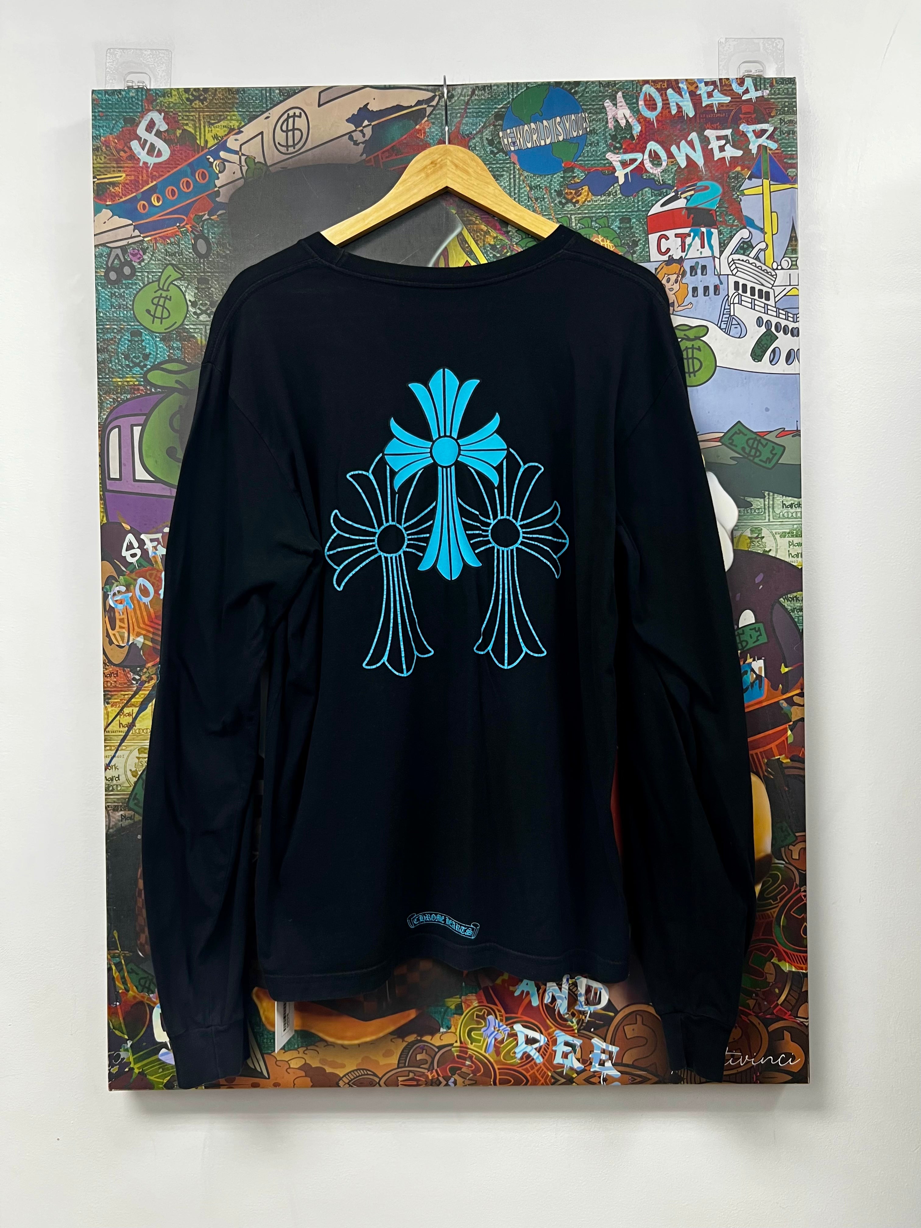 Chrome Hearts Black Blue Cross Long Sleeve