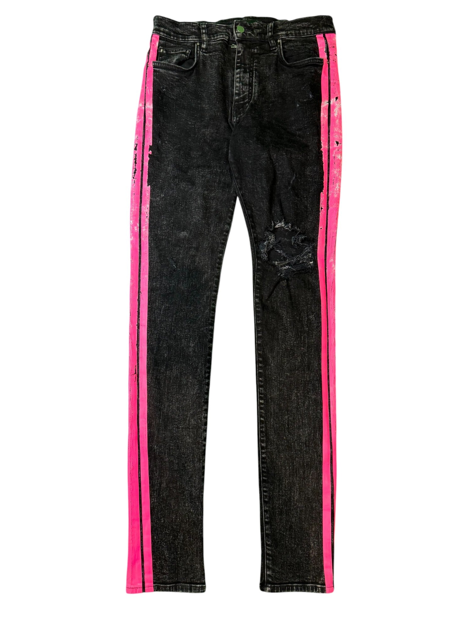 Amiri Pink Stripe Black Jeans
