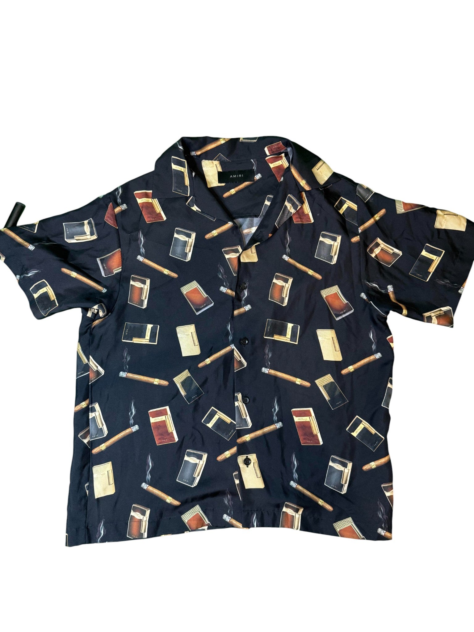 Amiri Silk Black Smoke Button Up