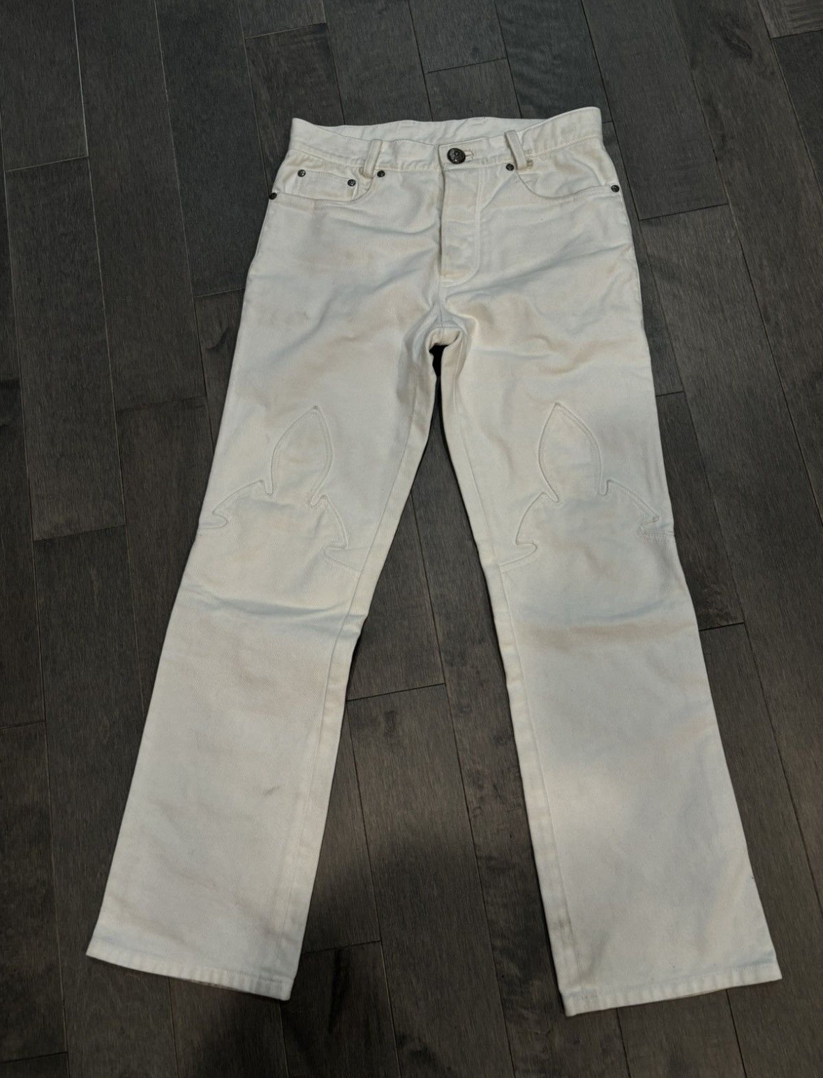 Chrome Hearts White FleurKnee Jeans Used 30 N/A