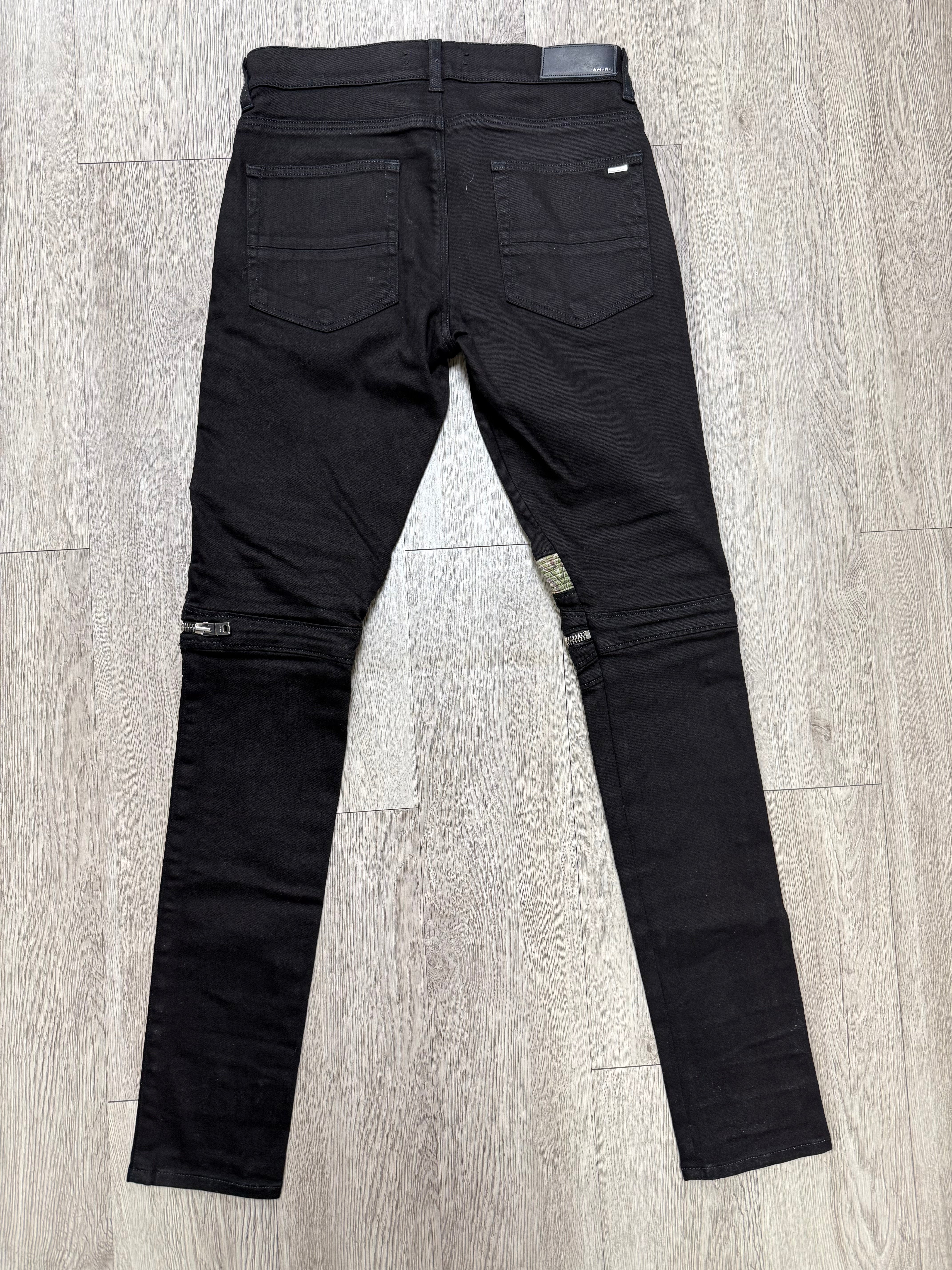 Amiri MX2 Black Brown Green Patch Jeans
