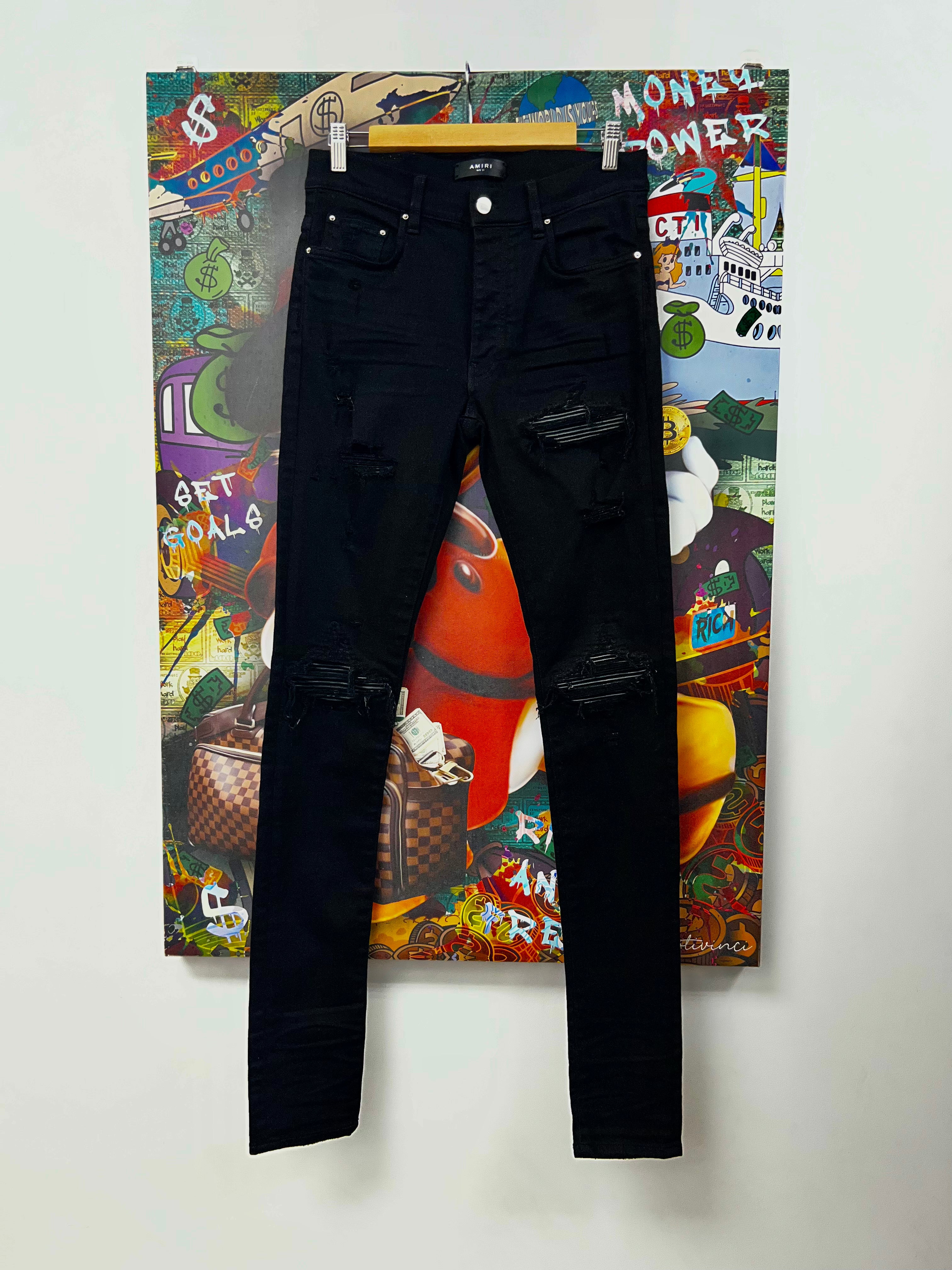 Amiri MX1 Black Black Patch Jeans