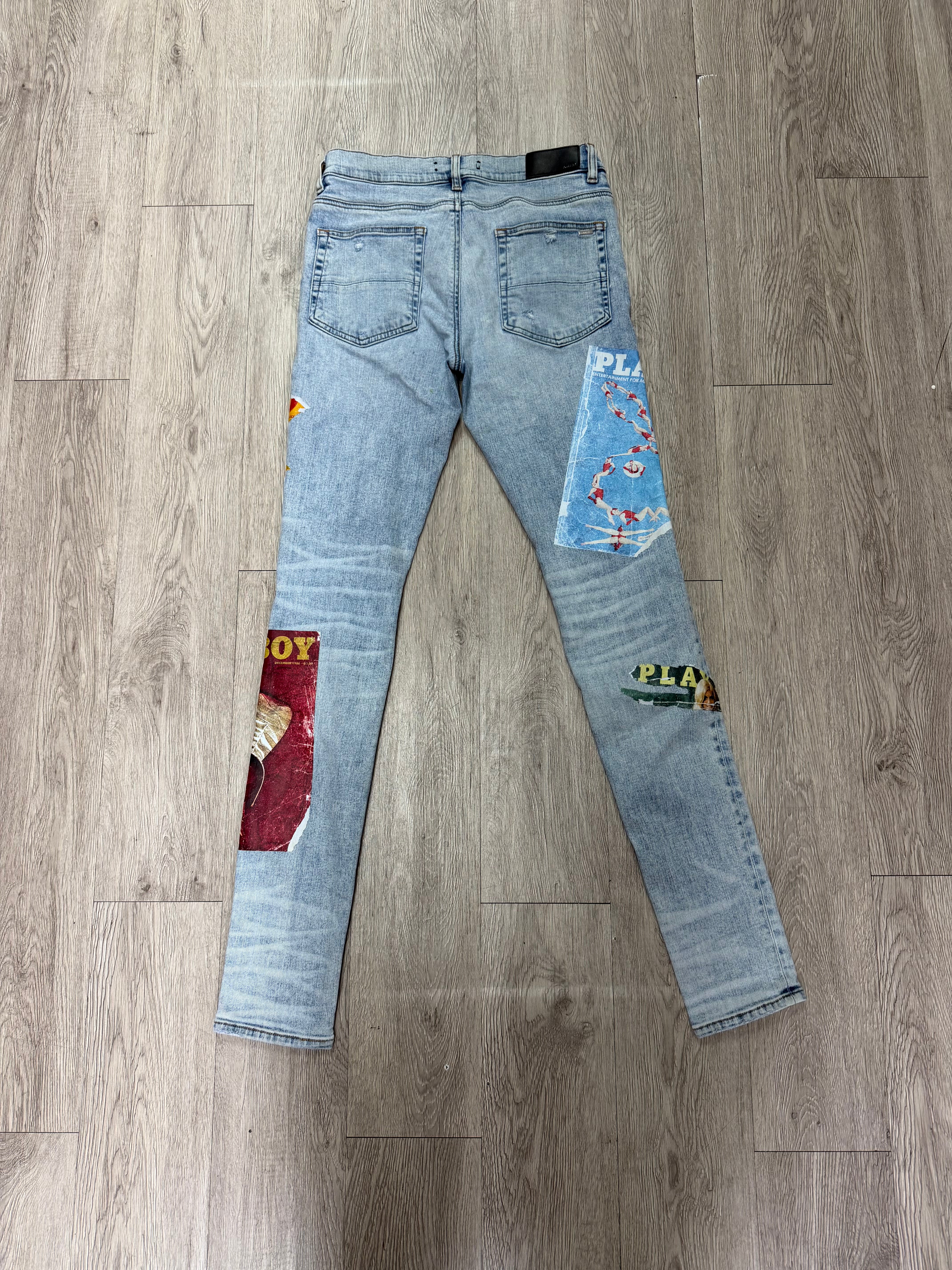 Amiri Light Wash Playboy Magazine Jeans