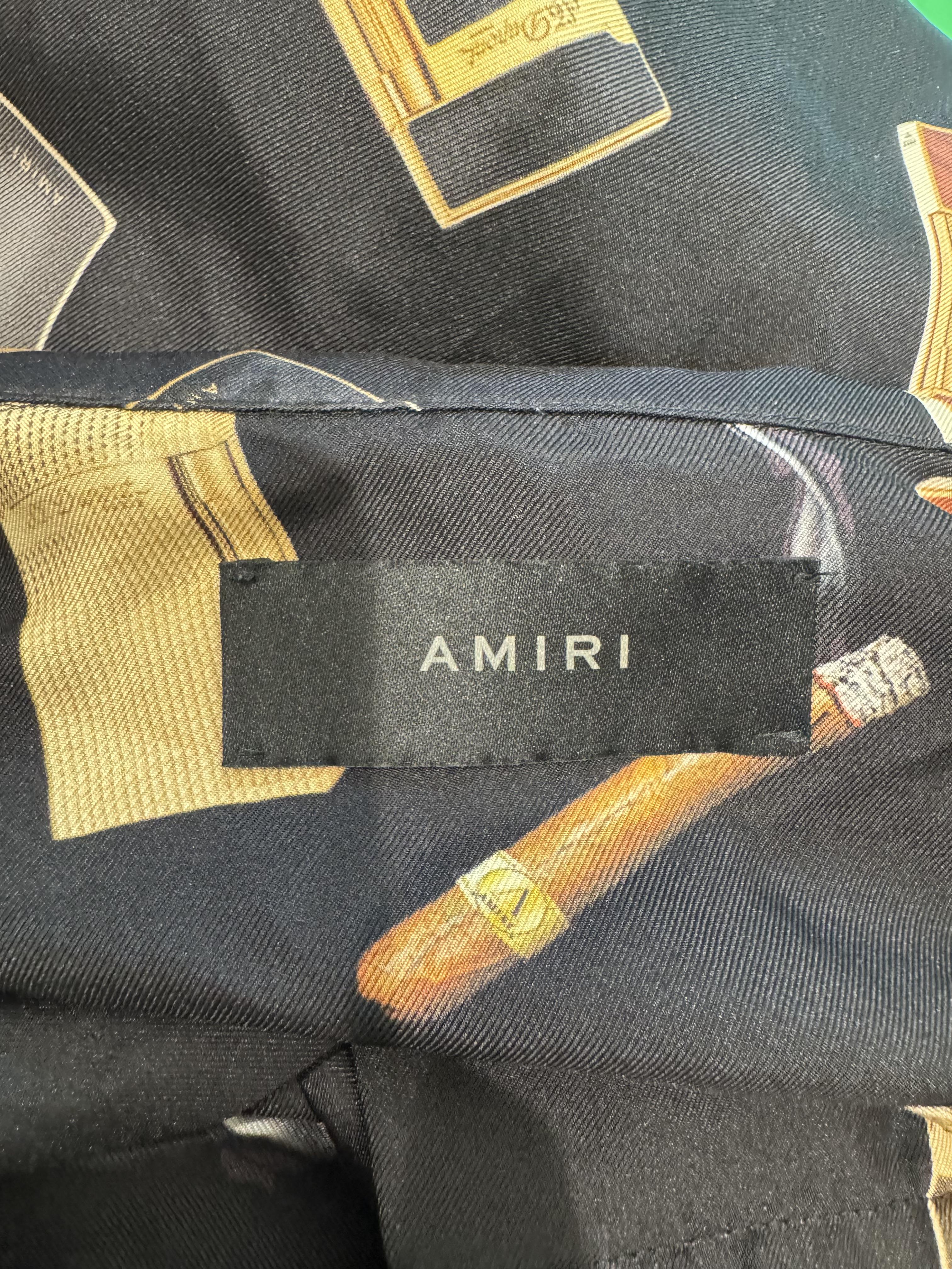 Amiri Silk Black Smoke Button Up