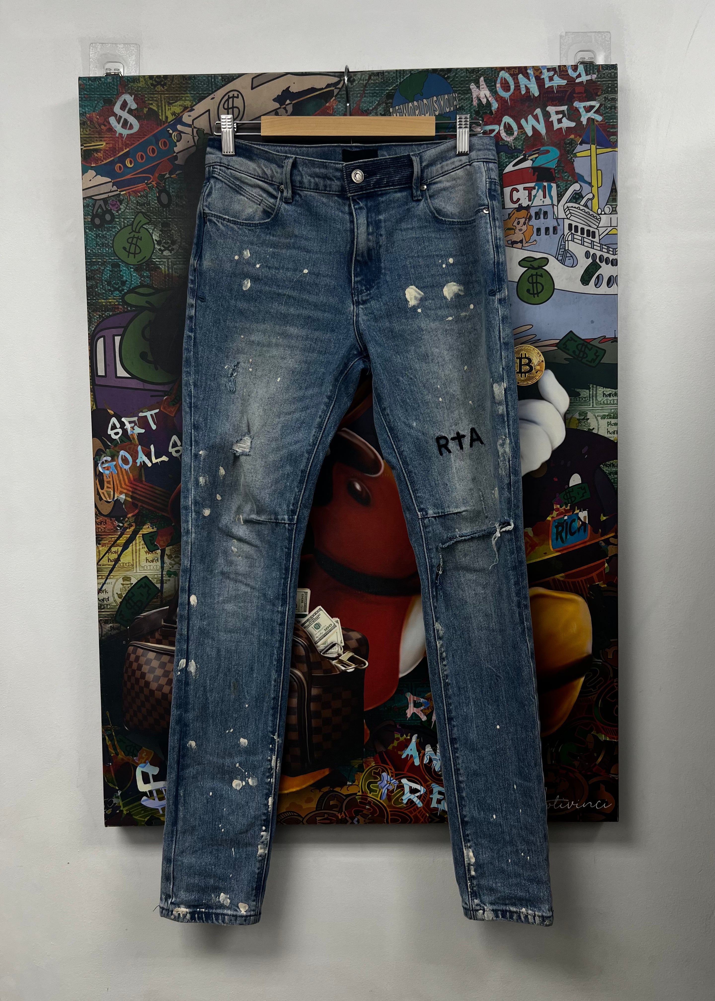 RTA Light Wash Splatter Jeans