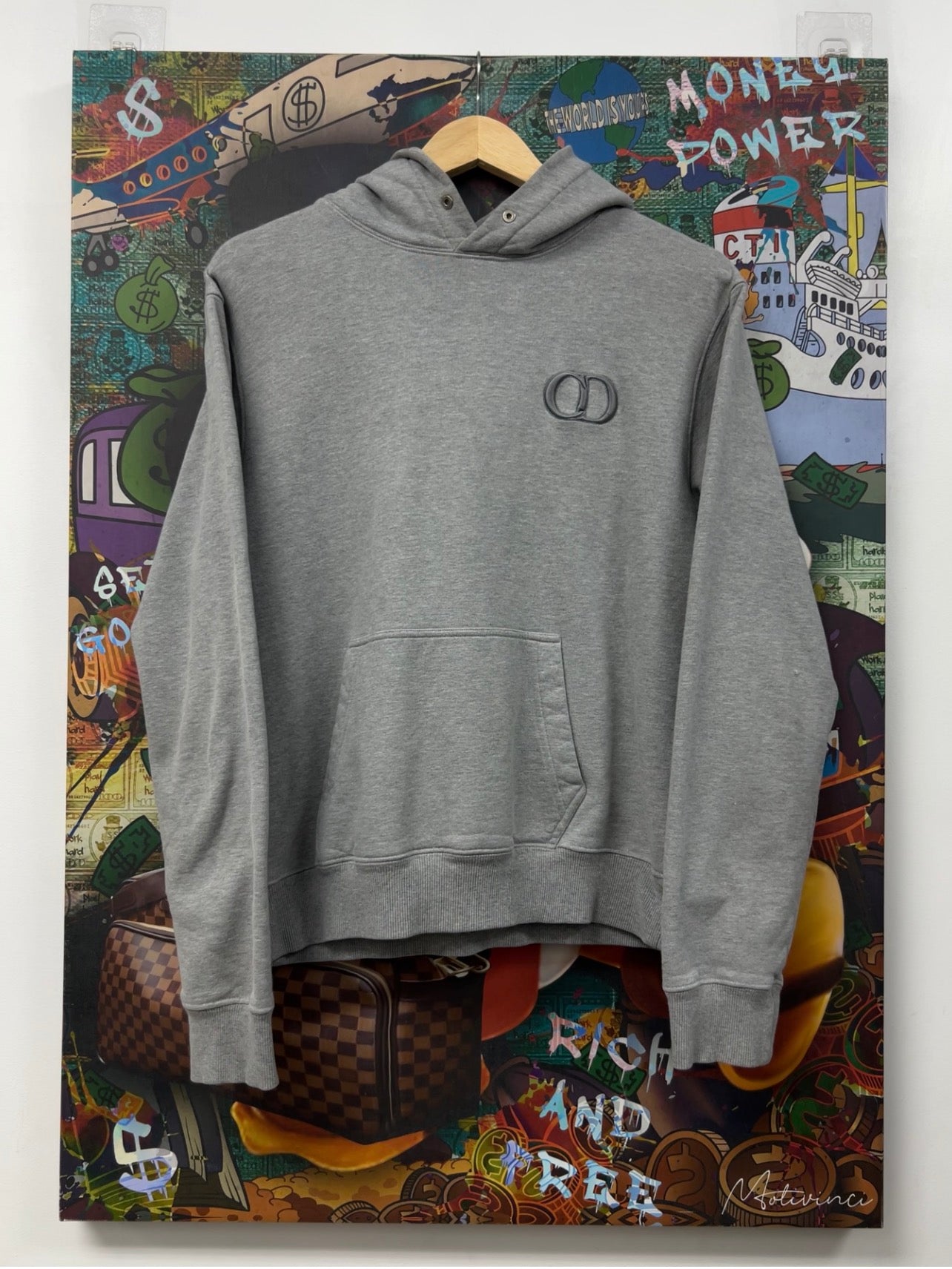 Dior Grey CD Logo Hoodie
