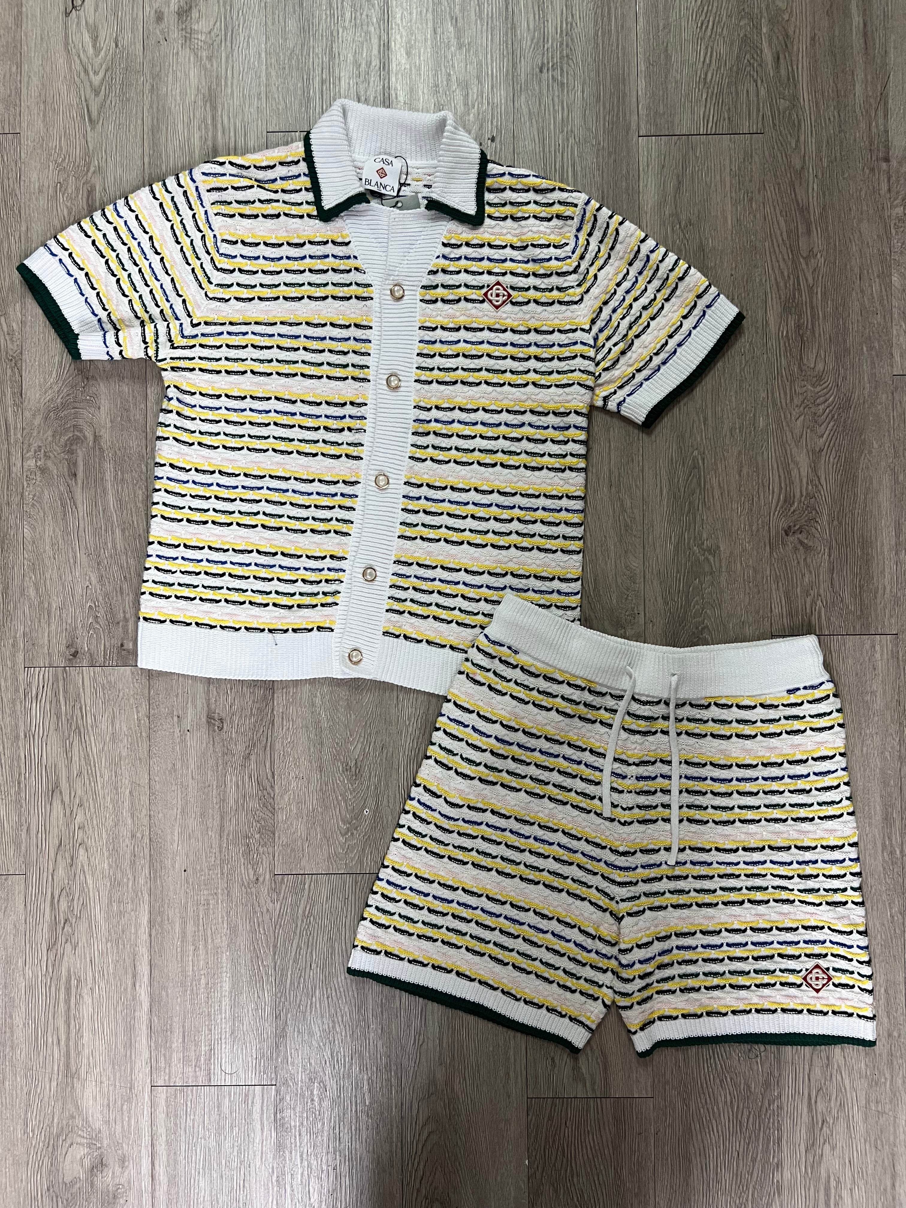 Casablanca White Multi Crochet Shorts Set