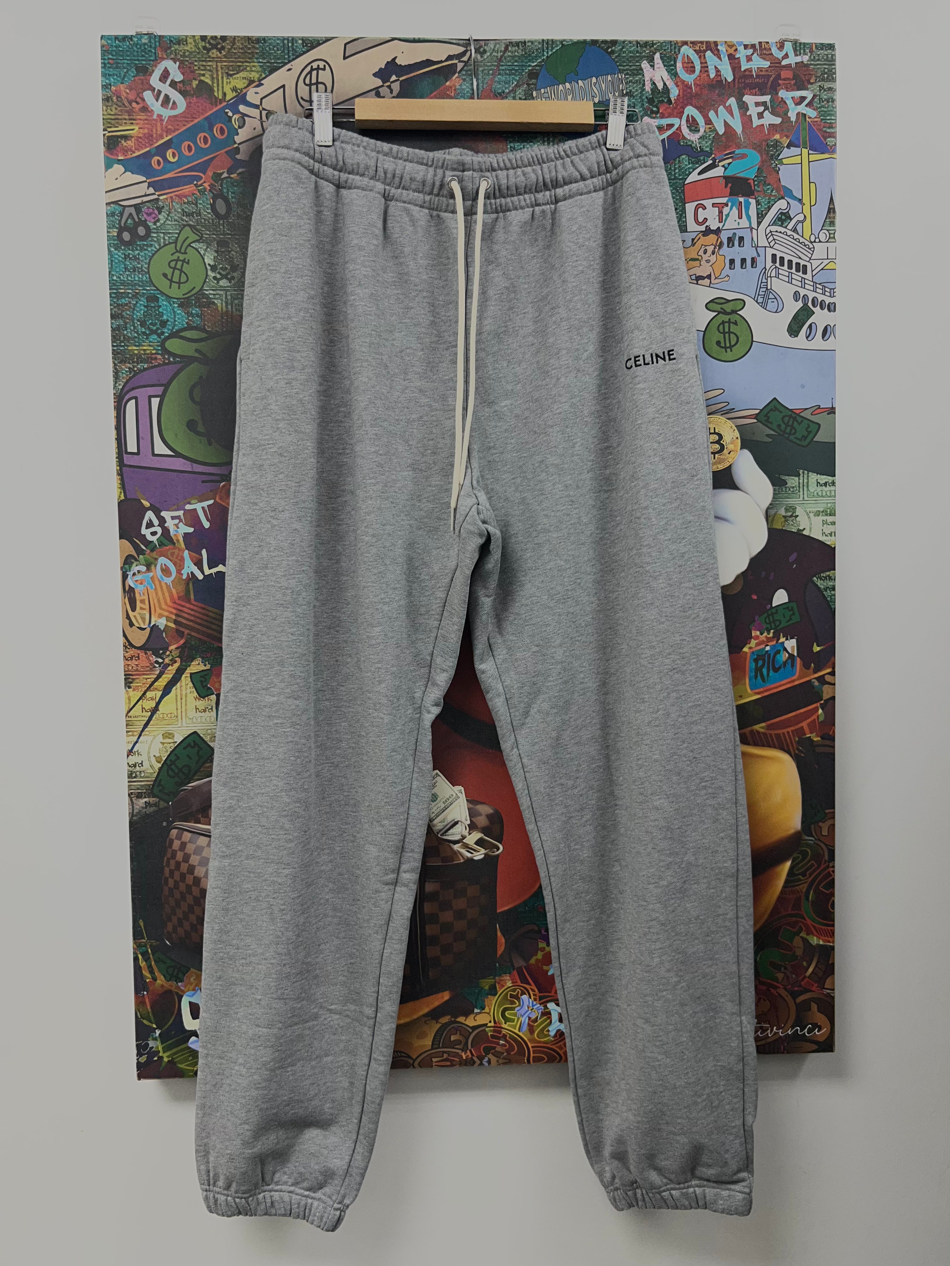 Celine Grey Black Small Logo Sweats